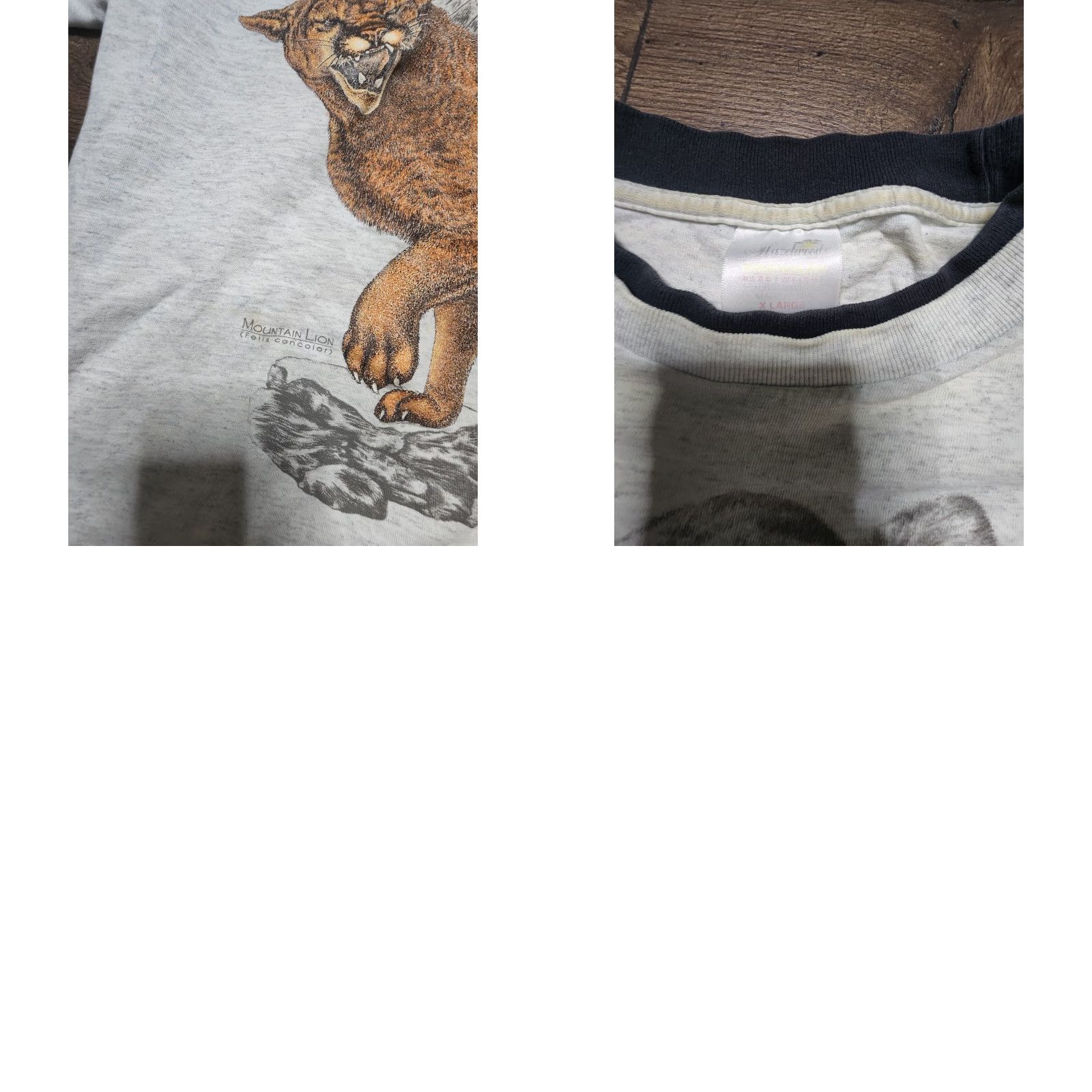 Elwood VINTAGE 90s Hazelwood Mountain Lion T Shirt Mens XL Distressed Thrashed Gray Cotton Blend Crew Neck Short Sleeve T-Shirt Size US XL / EU 56 / 4 - 8 Thumbnail