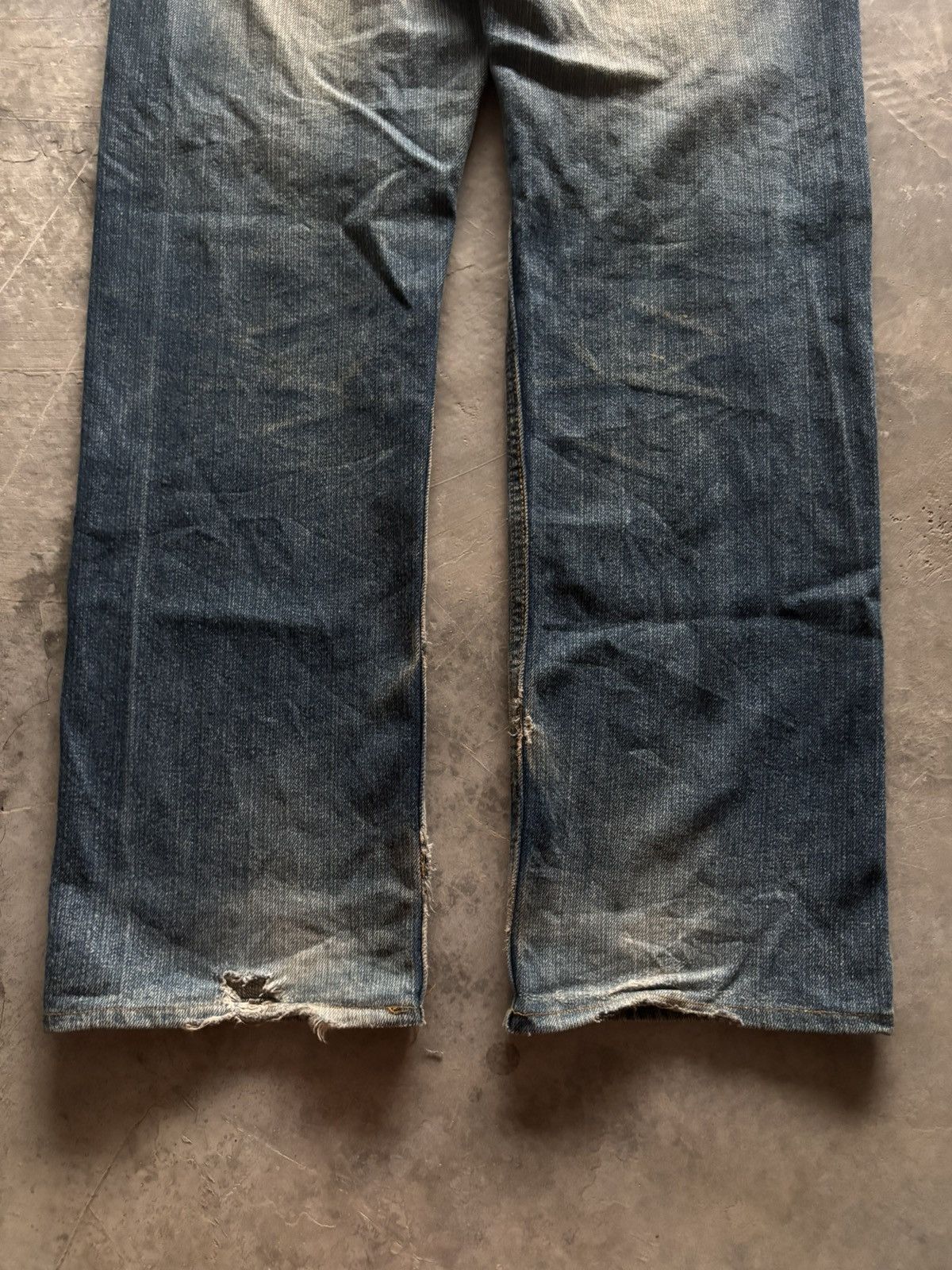 Karakuri Tamashii DOUBLE WAIST DISTRESSED BUDEN JAPANESE DENIM SKULL SUKAJAN Size US 35 - 21 Thumbnail