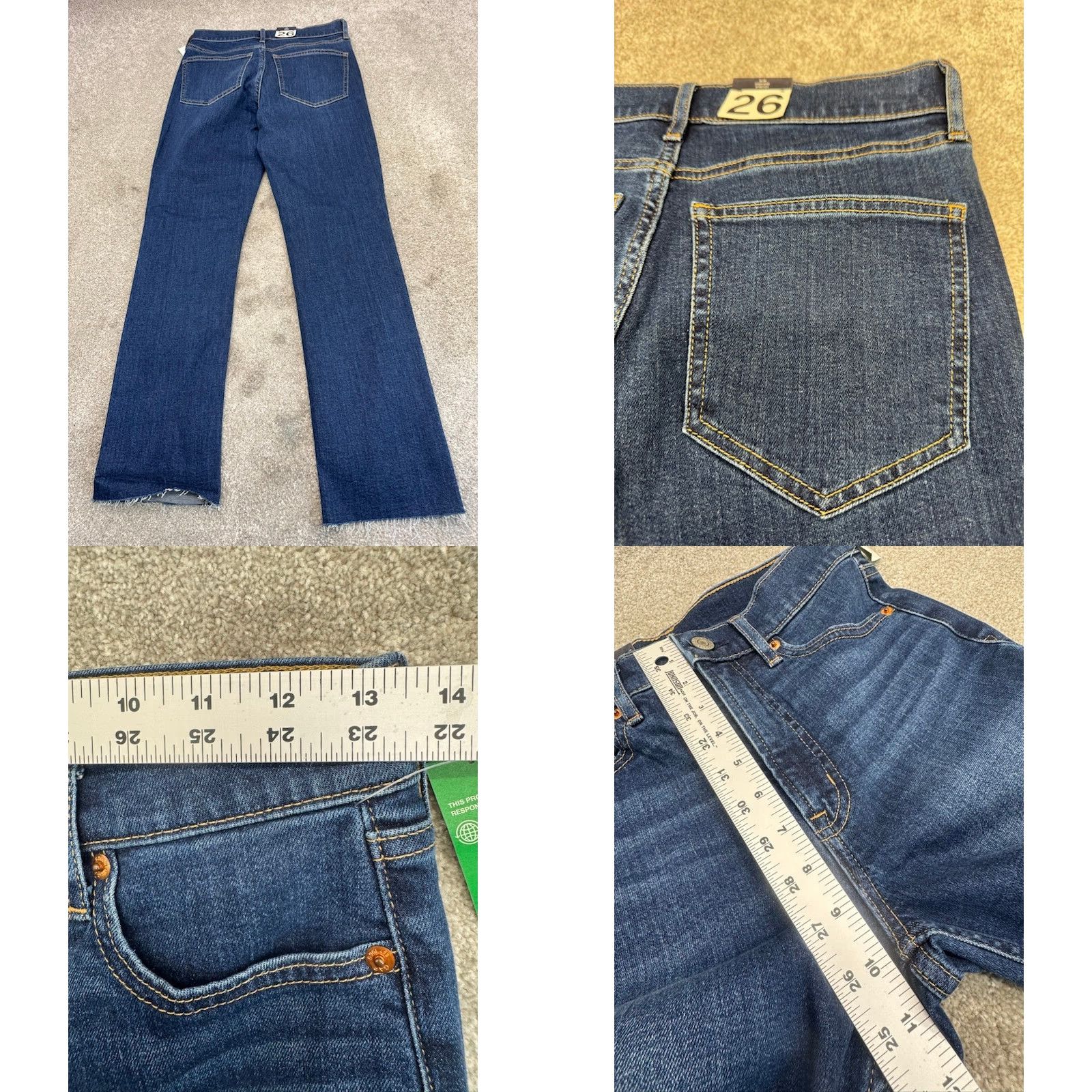Gap VINTAGE Gap Jeans Womens 26x26.5 Blue Denim Slim High Rise Unhemmed NEW 6321 Size 26" / US 2 / IT 38 - 8 Thumbnail