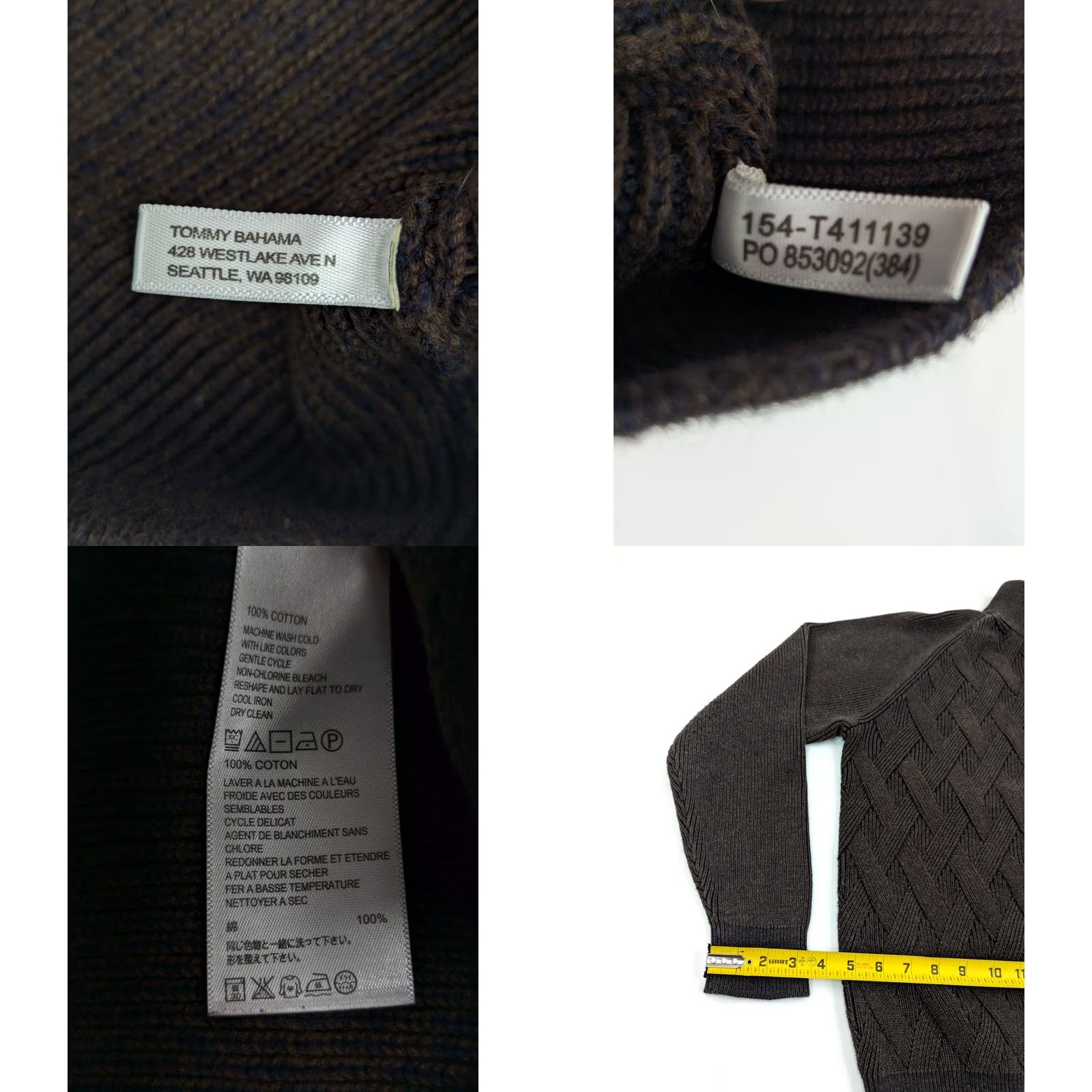Tommy Bahama Tommy Bahama Cross Knit Cotton Midweight Sweater Men XL Raglan 1/2 Zip Mock Neck Brown Knit Pullover Size US XL / EU 56 / 4 - 8 Thumbnail