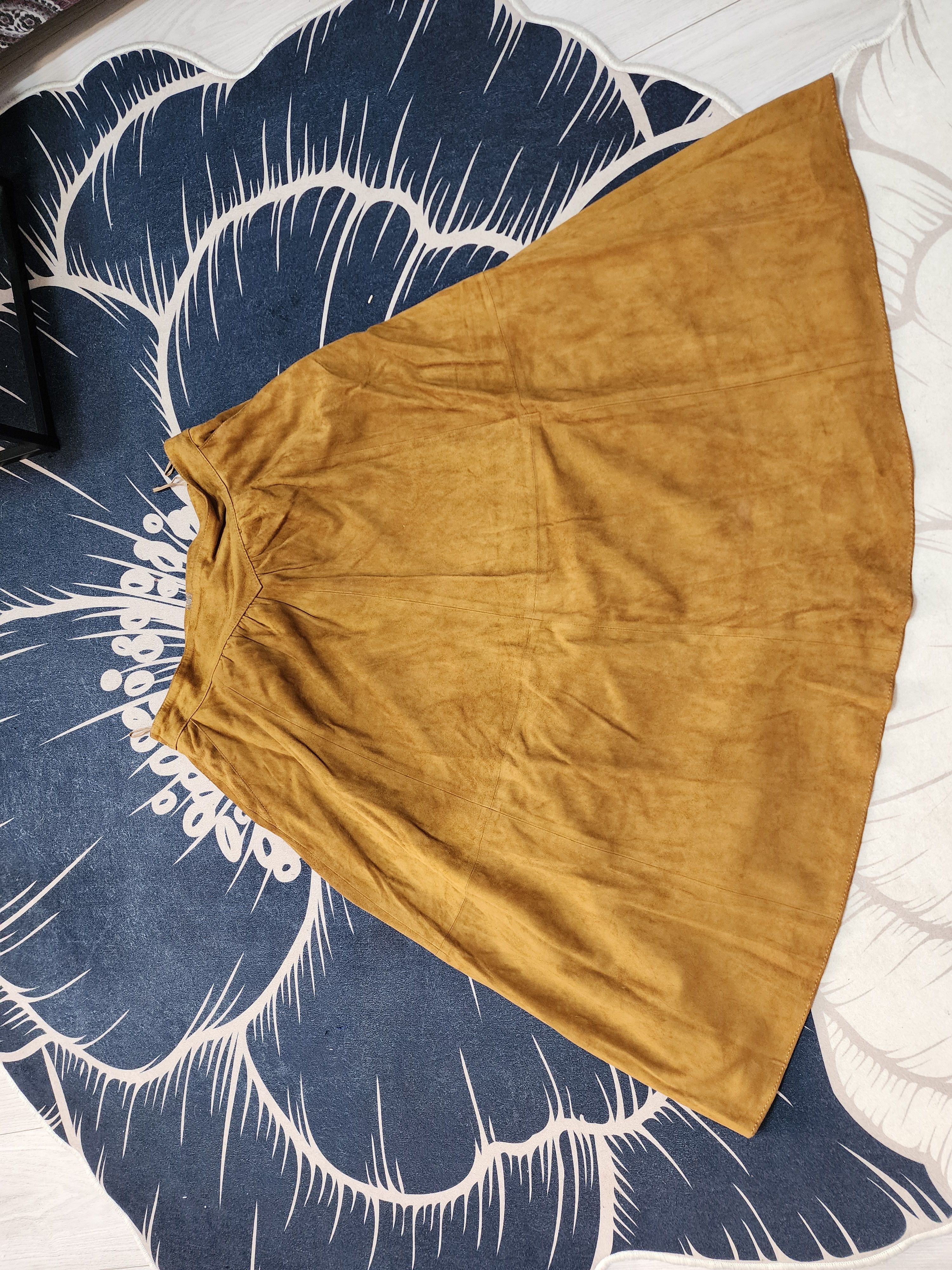 Uniqlo Brown Flared Leather Skirt with Pockets. Size 33" - 2 Thumbnail