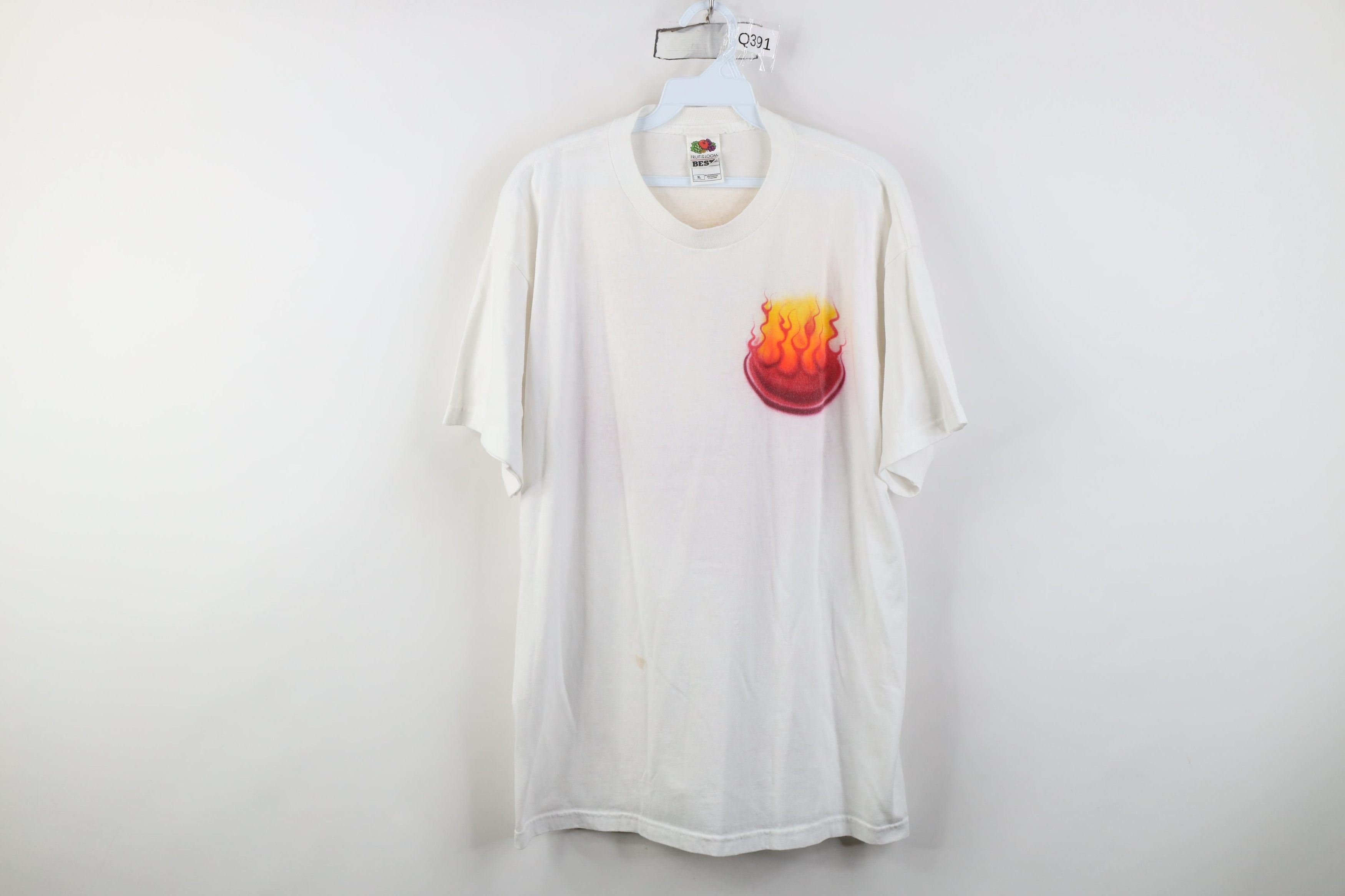 Vintage Vintage 90s Y2K Streetwear Big D Fire Flames T-Shirt White Size US XL / EU 56 / 4 - 1 Thumbnail