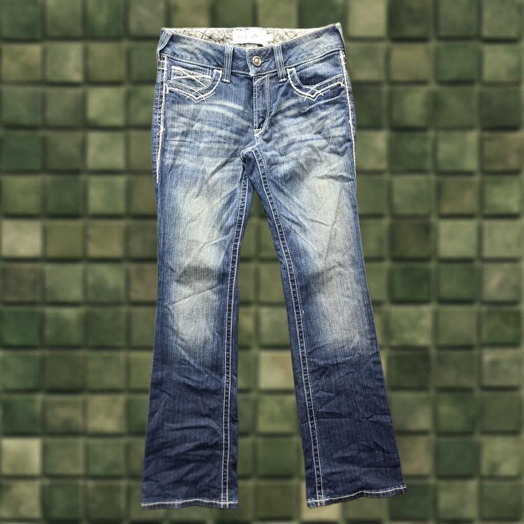 Ariat Ariat Real Denim Jeans Womens 28x32 Regular Fit Bootcut Mid Rise Distressed Denim Pants Blue Slim 5-Pocket Cowboy Horse Southwestern Mens Girls Size 28" / US 6 / IT 42 - 1 Thumbnail