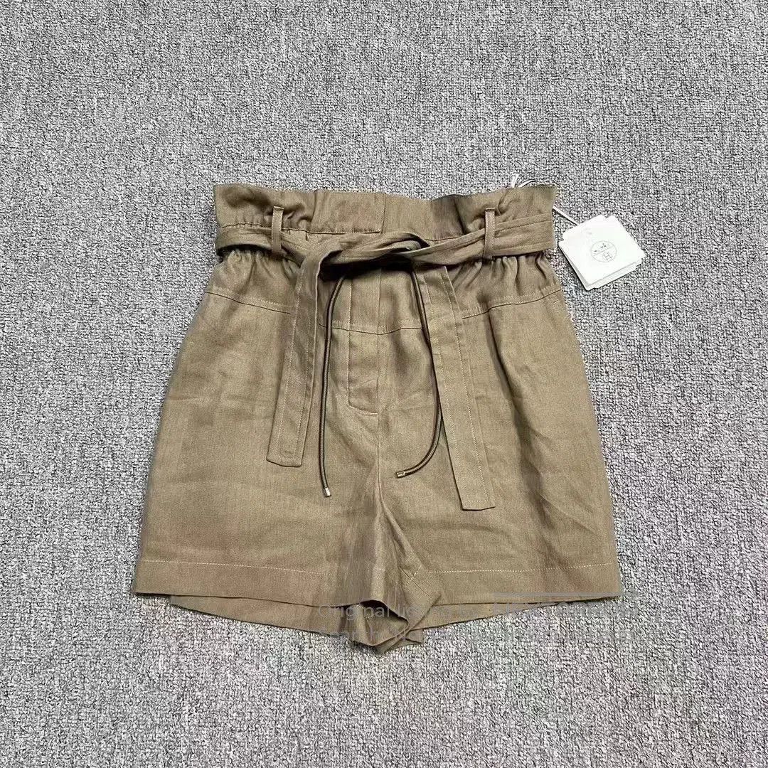 Hermes Hermes Brown Linen Silk Blend Shorts. Size US 38 / EU 54 - 1 Thumbnail