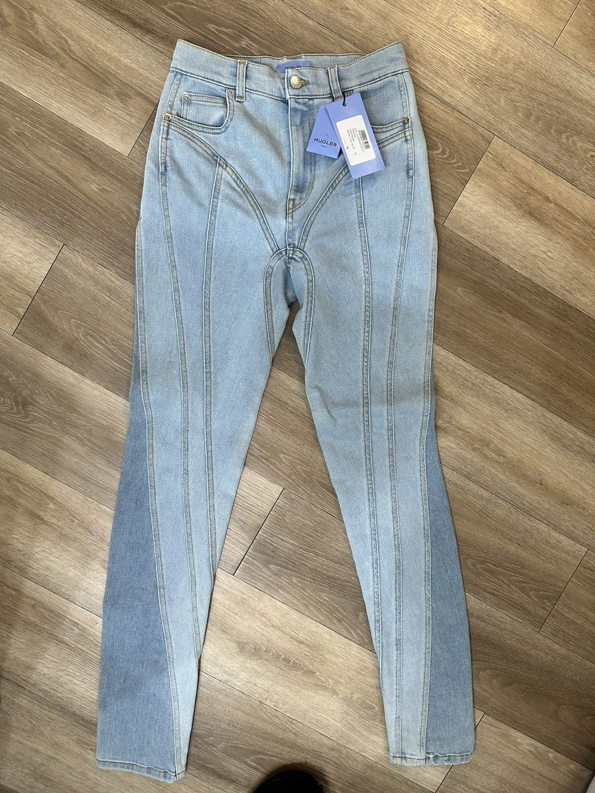 Mugler MUGLER TWO TONE SPIRAL SKINNY JEANS Size 27" / US 4 / IT 40 - 3 Thumbnail