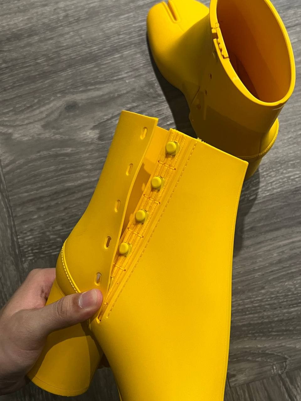 Maison Margiela SS22 Maison Margiela Yellow Recycled Rubber Tabi Boots Size US 6 / IT 36 - 4 Thumbnail