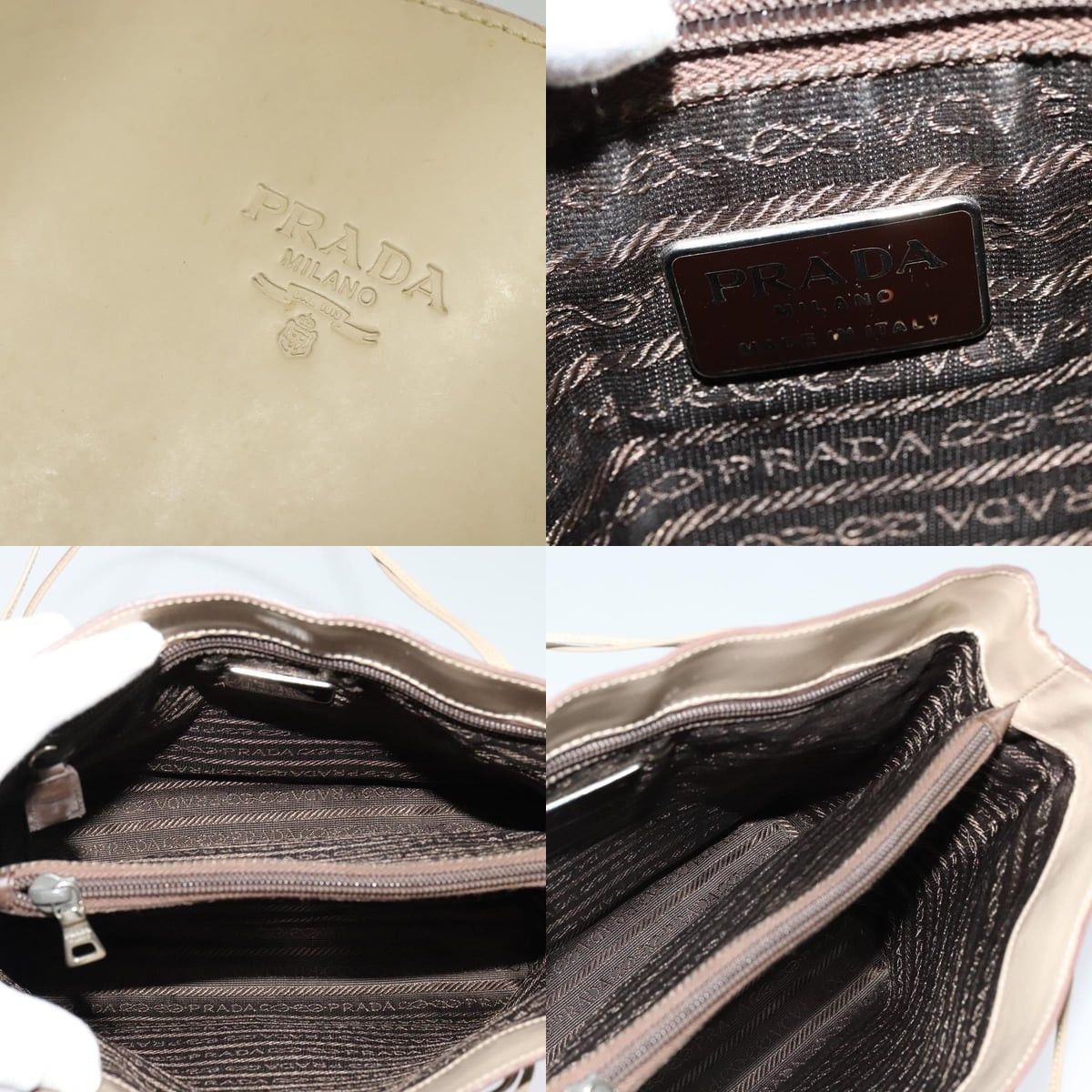 Prada PRADA Hand Bag Patent Leather Beige Size ONE SIZE - 11 Thumbnail
