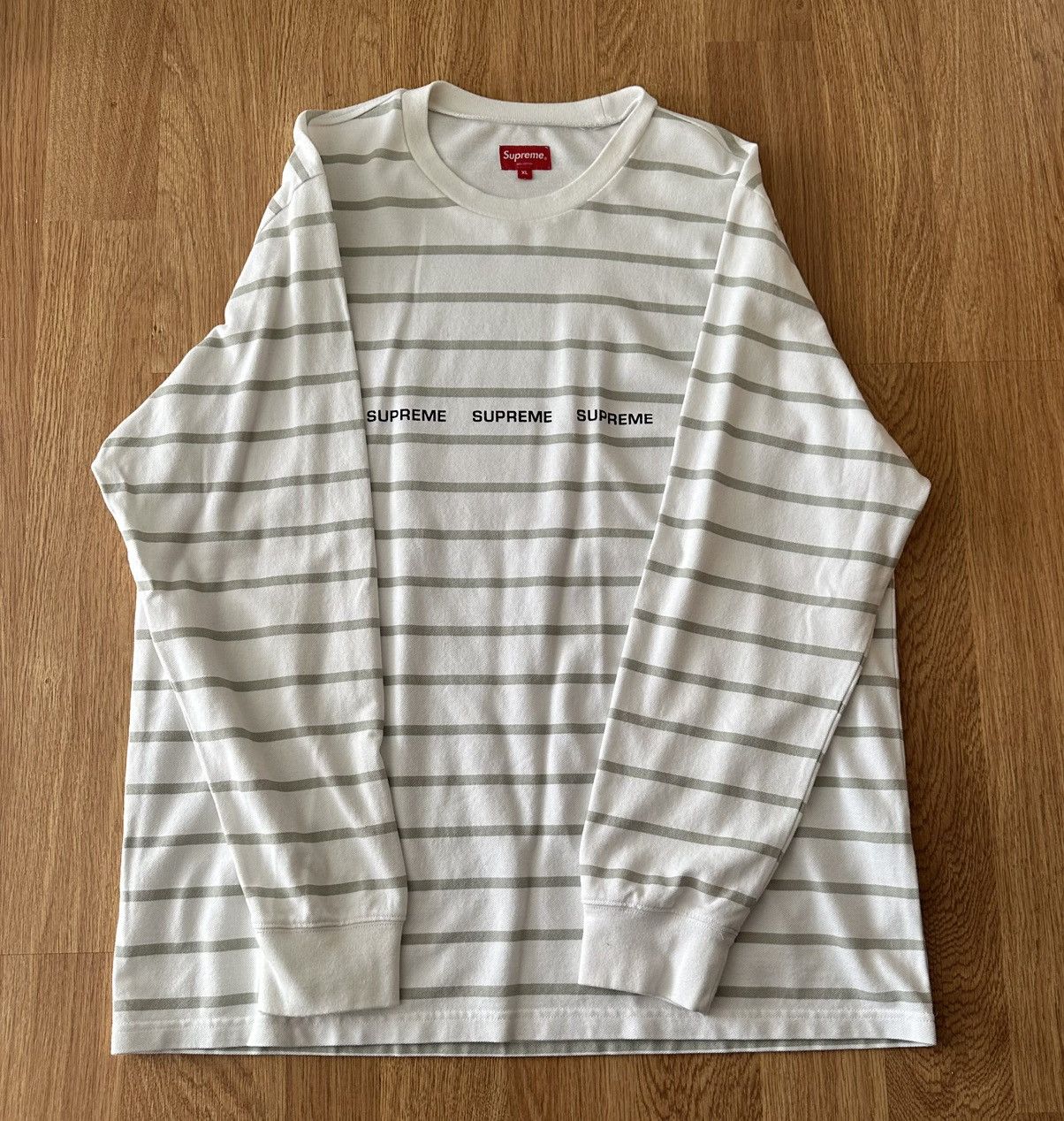 Supreme Supreme Printed Stripe Pique L/S White XL Size US XL / EU 56 / 4 - 2 Thumbnail