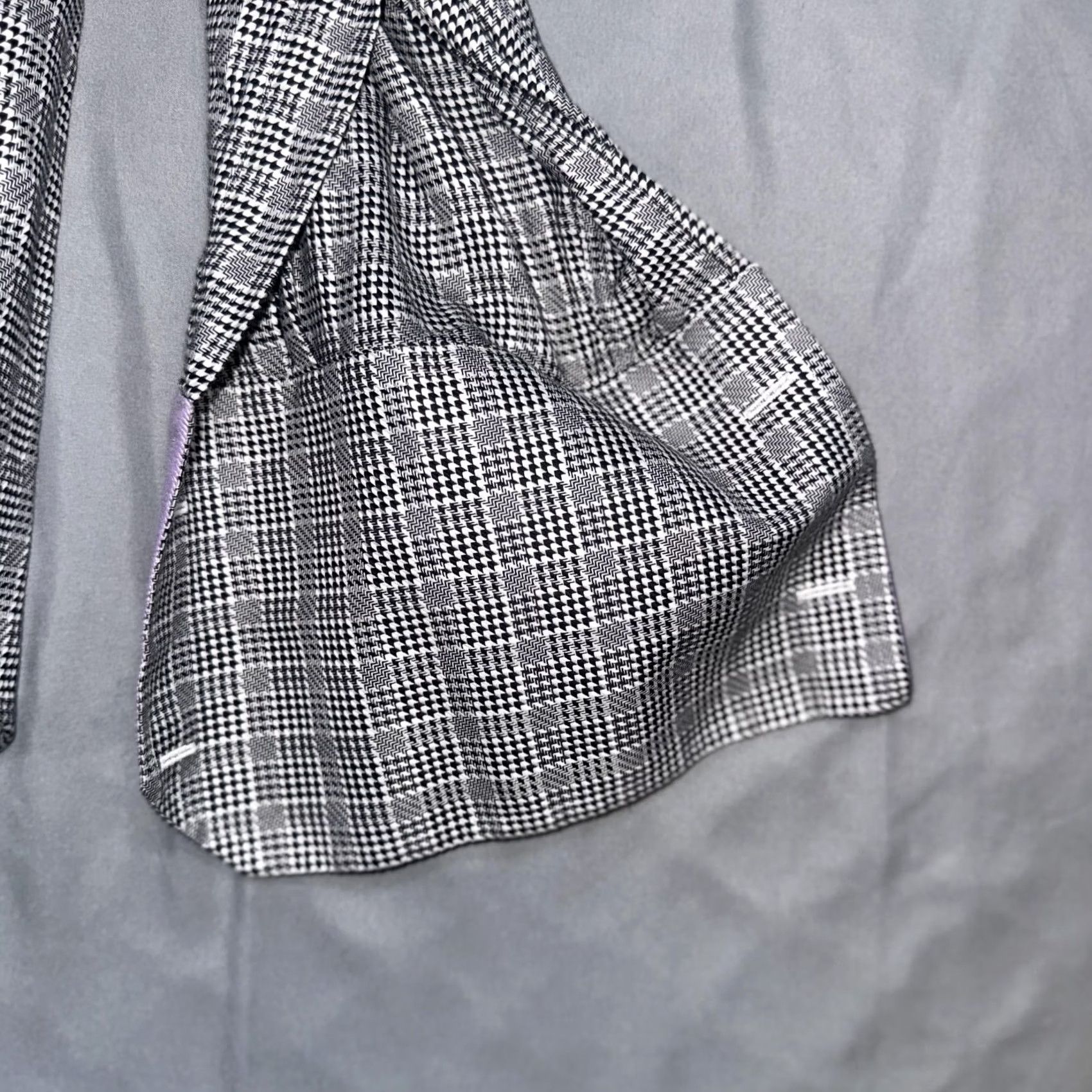 Robert Graham Robert Graham Shirt Mens M Gray Plaid Dress Long Sleeve French Cuff Purple Size 40R - 7 Thumbnail