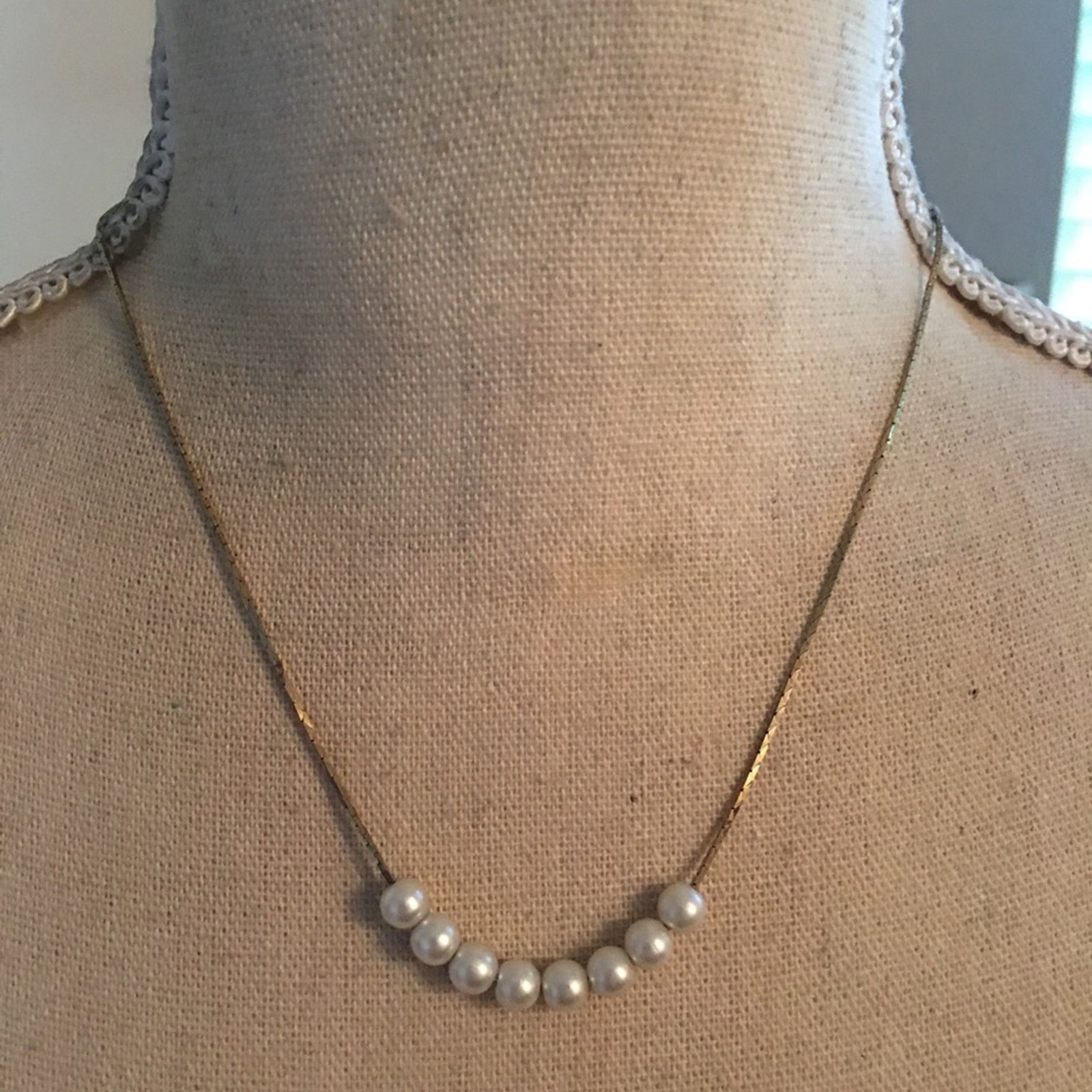 Vintage Vintage 80s faux pearl beaded gold plated chain Size ONE SIZE - 2 Thumbnail