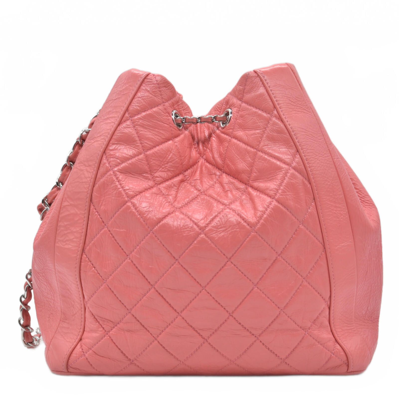 Chanel $4500 Chanel Pink CC Chain Drawstring Bucket Bag Leather Size ONE SIZE - 10 Thumbnail