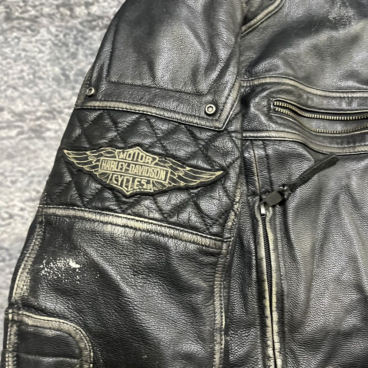 Harley Davidson VINTAGE HARLEY DAVIDSON TIFTON BIKER GRUNGE LEATHER JACKET Size US L / EU 52-54 / 3 - 6 Thumbnail
