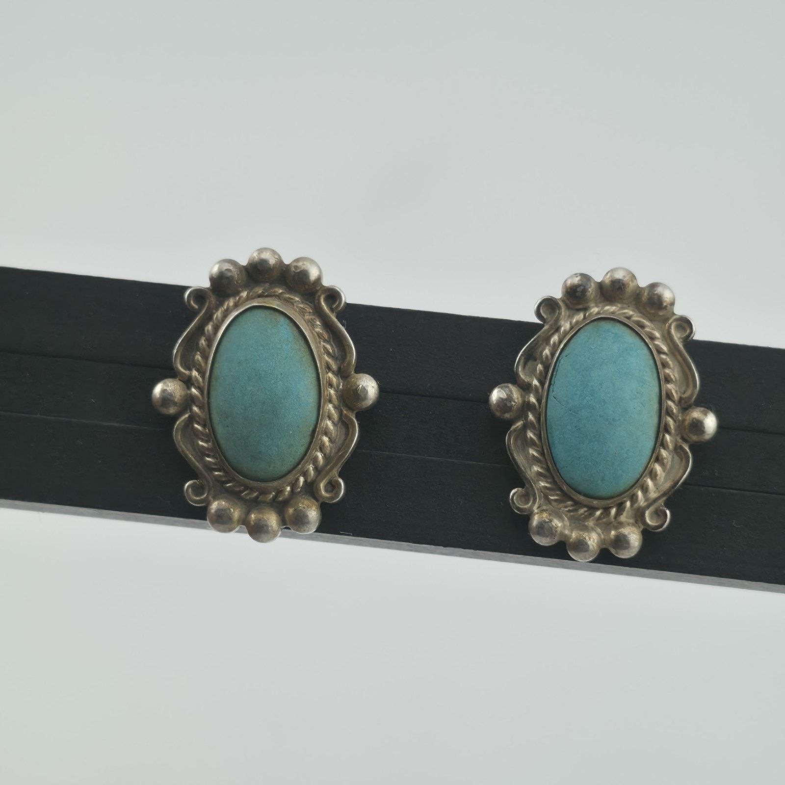 Other Turquoise Sterling Silver Screw Back Earrings Southwestern Size ONE SIZE - 2 Thumbnail