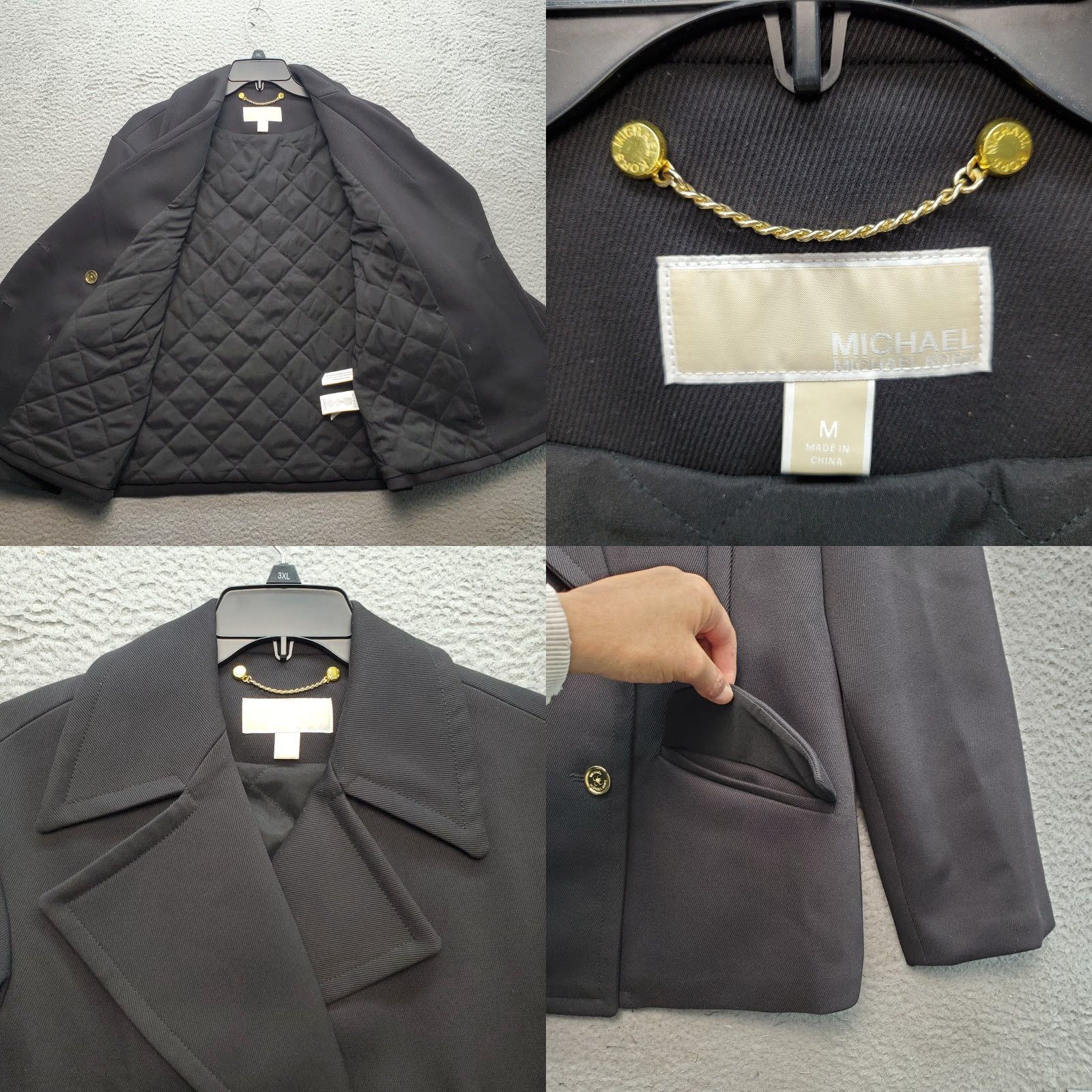 Michael Kors Michael Kors Blazer Womens M Black Quilted Lined Double Breasted Crest Button Blazer Size M / US 6-8 / IT 42-44 - 8 Thumbnail
