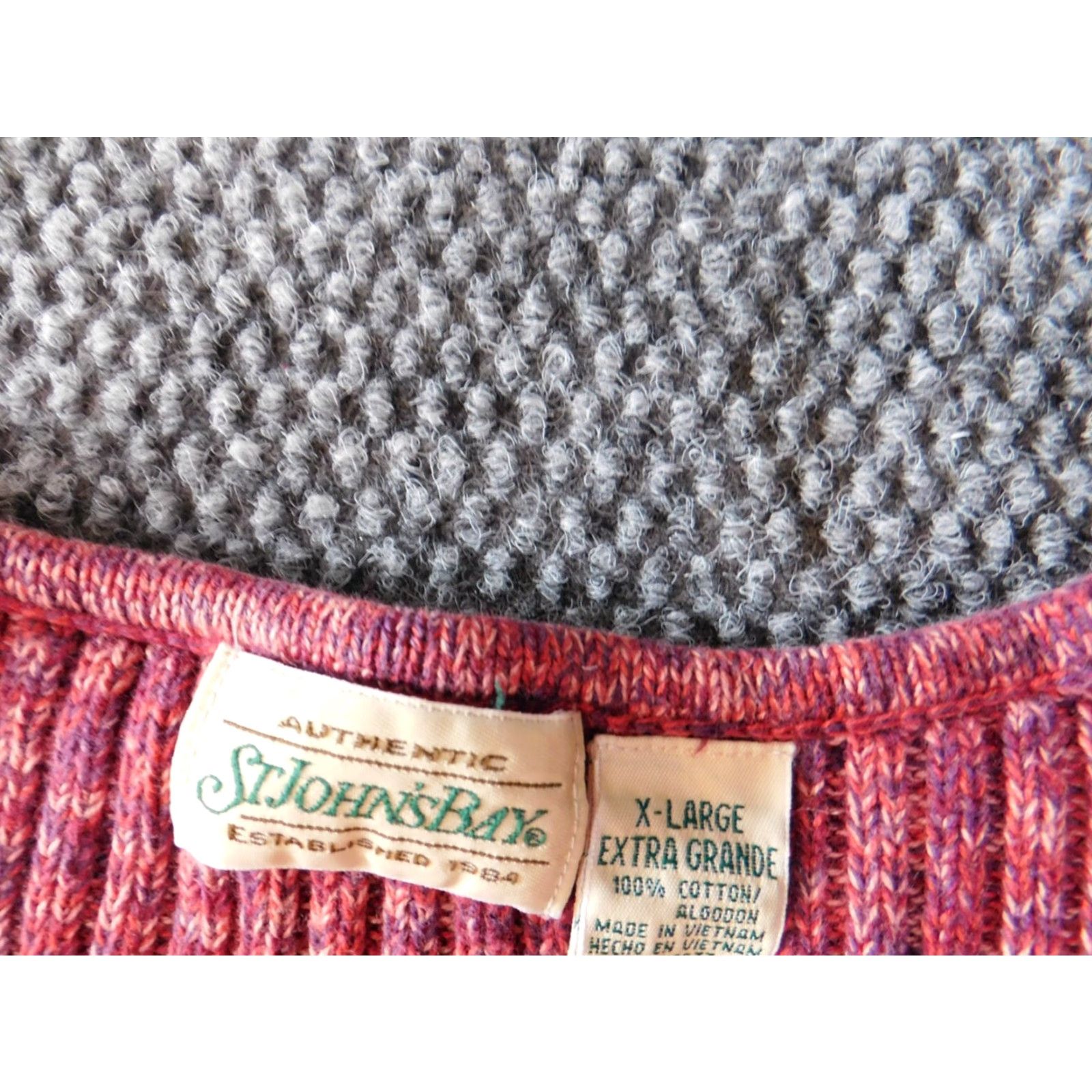 Vintage St.John's Bay Womens Pullover Sweater V-Neck XL Pink Knit Cotton Solid Stretch Size XL / US 12-14 / IT 48-50 - 5 Thumbnail