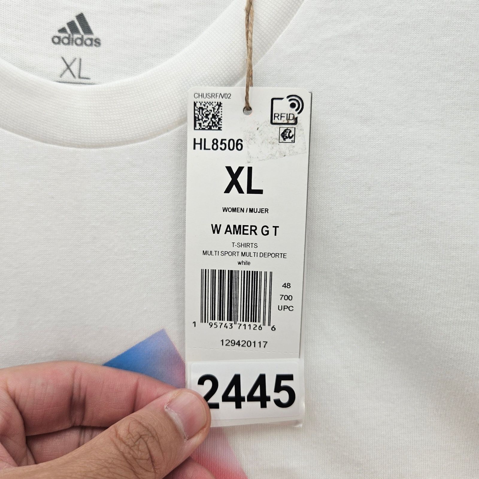 Adidas ADIDAS WOMEN'S XL AMERICAN FLAG LOGO WHITE TSHIRT NWT HL8506 Size XL / US 12-14 / IT 48-50 - 4 Thumbnail