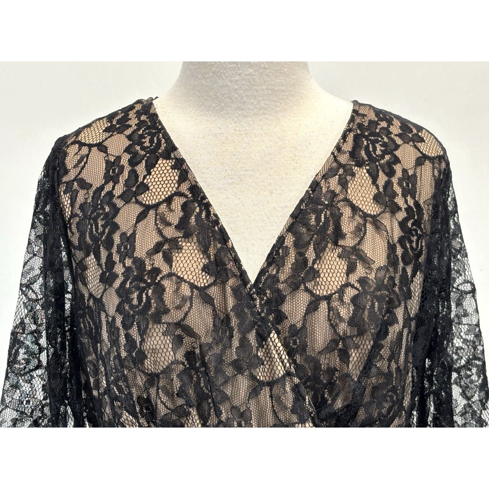 Adrianna Papell Adrianna Papell Dress Women 16 Black Lace Bodice Banded Sheath Lace Sleeves Cocktail Size XXL / US 16-18 / IT 52-54 - 5 Thumbnail