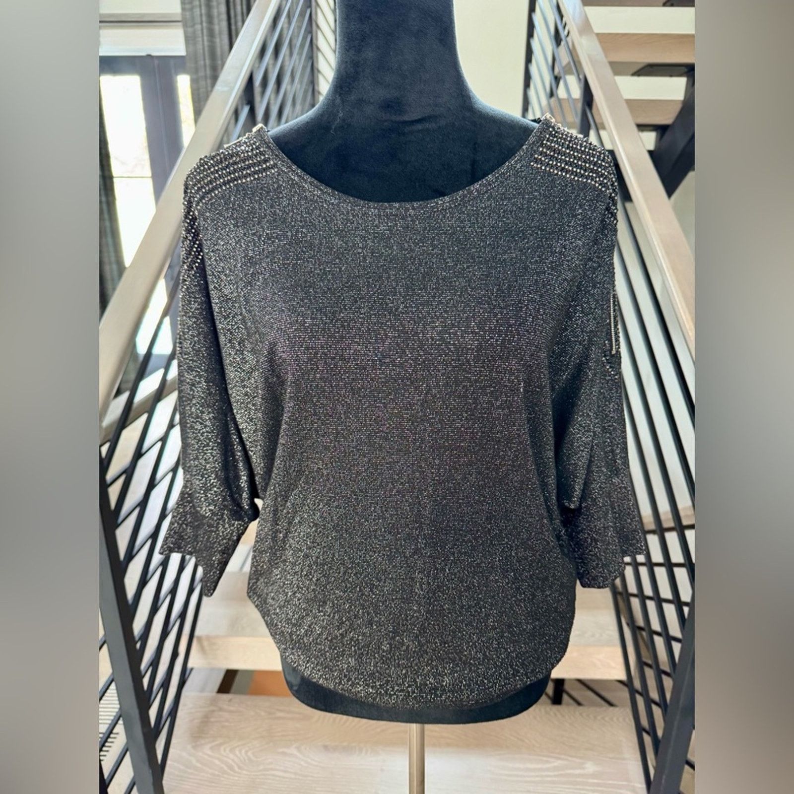 Other New Sparkling Black 3/4 Sleeve Sweater Size S / US 4 / IT 40 - 1 Thumbnail