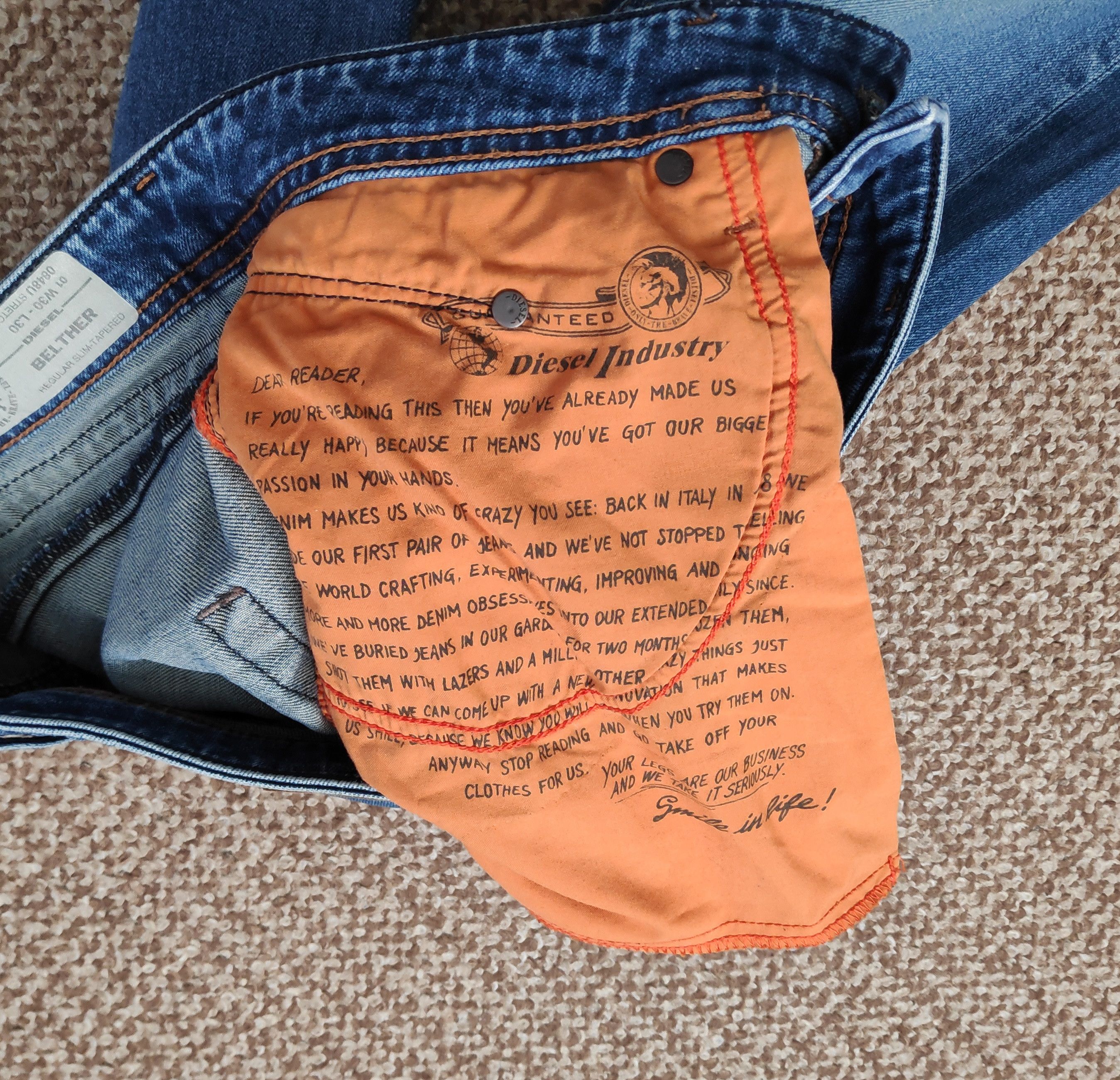 Diesel Diesel Belther Denim Jeans Regular Slim Tapered sz W30 L30 Size US 30 / EU 46 - 11 Thumbnail