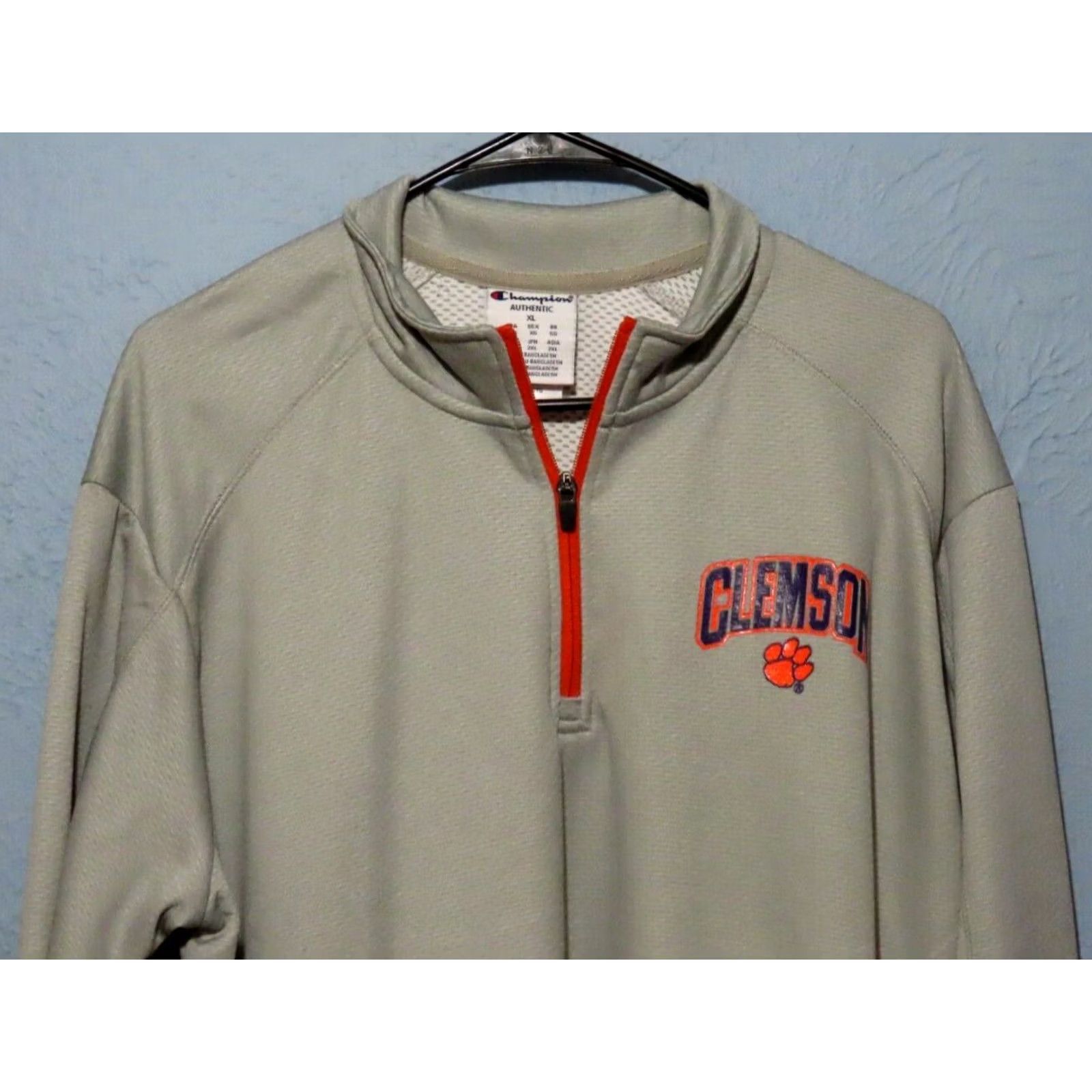 Champion Champion Clemson Men's XL Microfiber 1/4 Zip Gray Pullover Windbreaker Shirt Size US XL / EU 56 / 4 - 3 Thumbnail