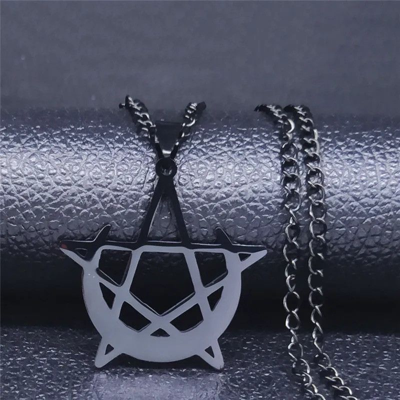 Jewelry Gothic Moon Stainless Steel Pendant Necklace Size ONE SIZE - 2 Thumbnail