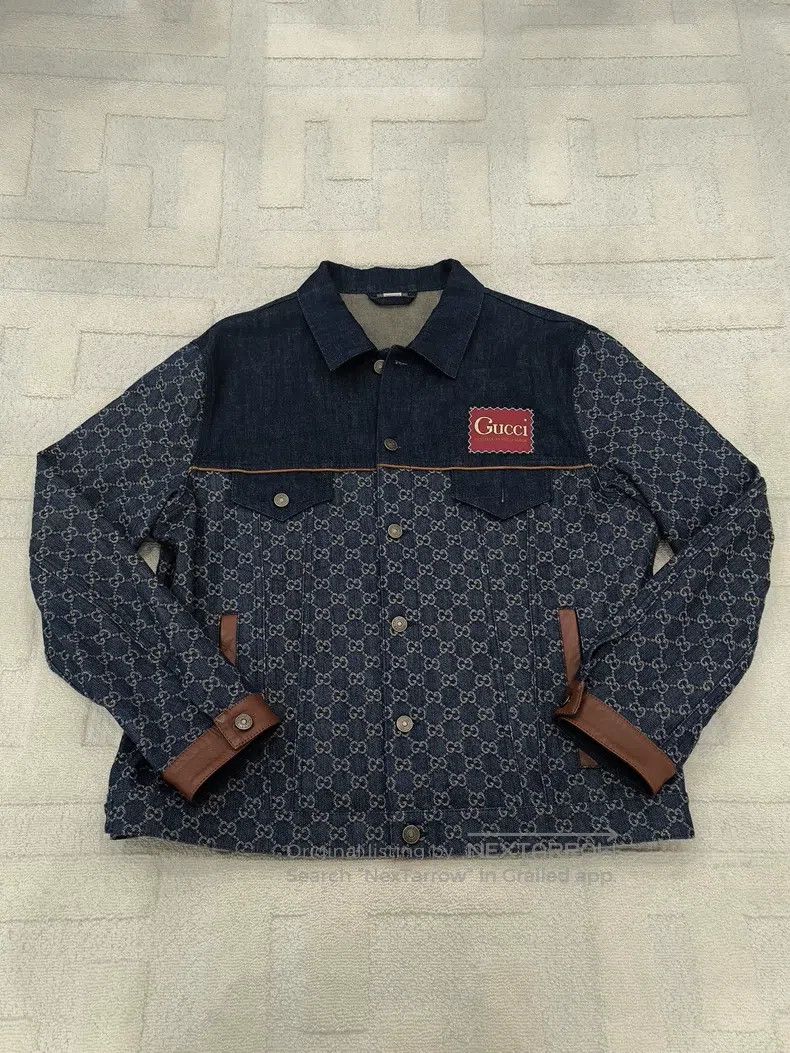 Gucci Gucci Full-print logo pattern lapel long-sleeved denim jac Size US M / EU 48-50 / 2 - 1 Thumbnail