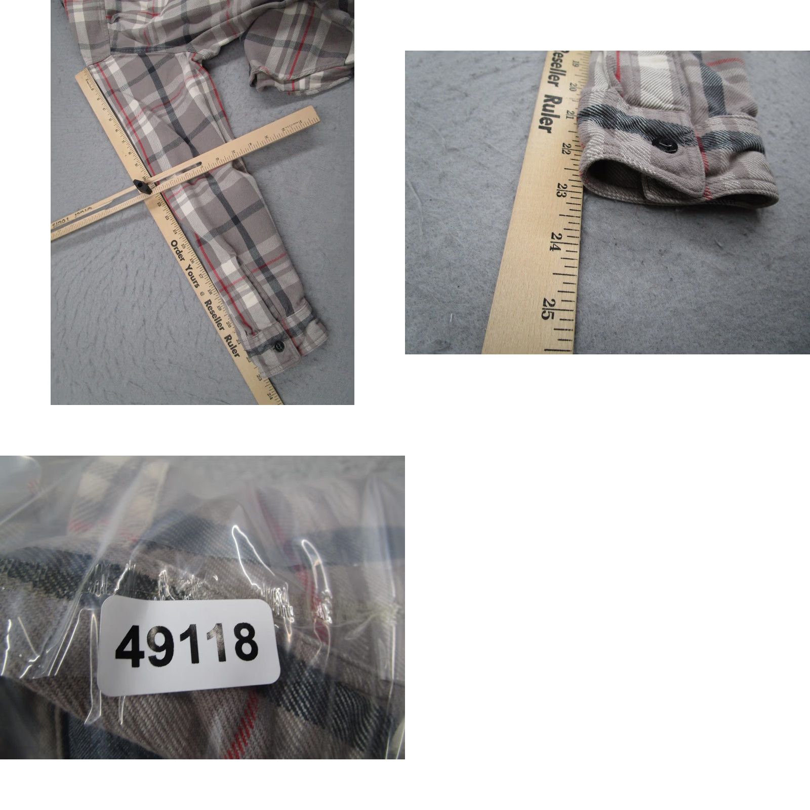 J.Crew VINTAGE Wallace & Barnes Shirt Mens Medium Gray Red Plaid Flannel Button Front Pockets Size US M / EU 48-50 / 2 - 8 Thumbnail