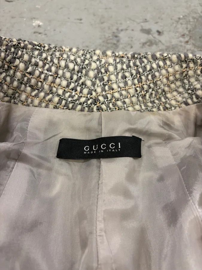 Gucci 2000s Gucci Grey Tweed Minimalist Jacket Size S / US 4 / IT 40 - 10 Thumbnail