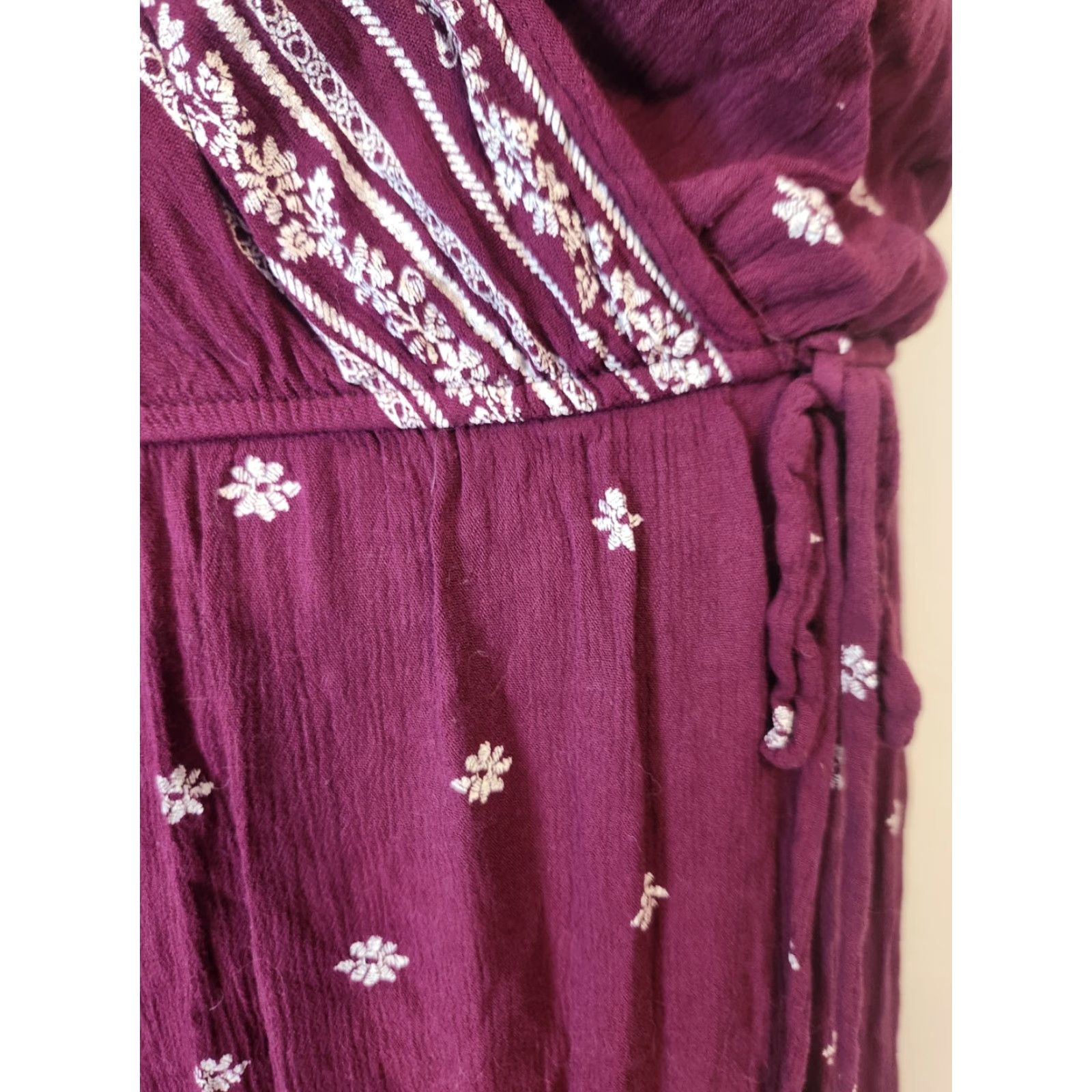 Vintage Xhilaration Maxi Dress Floral Red V-Neck Short Sleeve Boho Hippie XL Women Size XL / US 12-14 / IT 48-50 - 5 Thumbnail