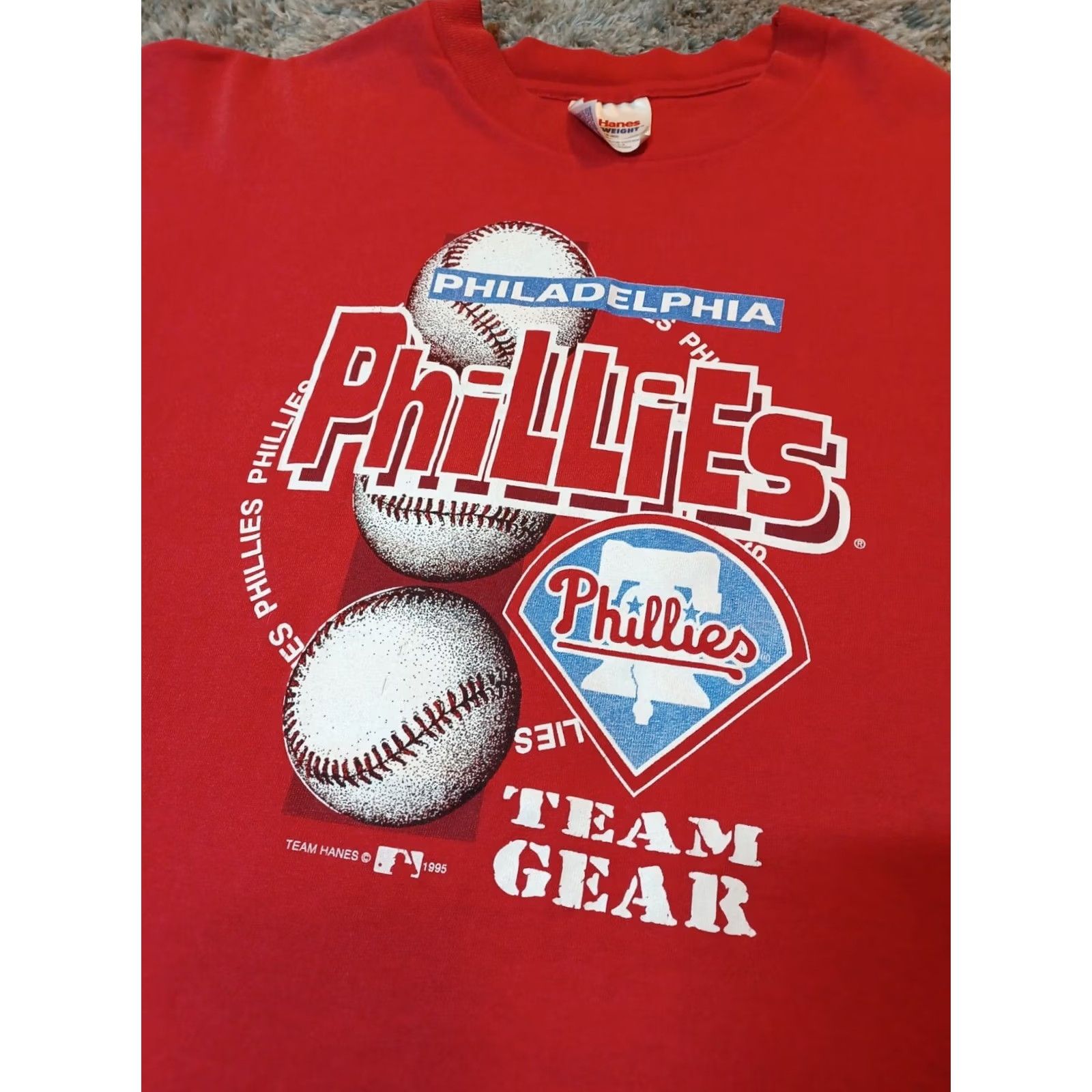 Vintage VINTAGE Phillies Philadelphia T-Shirt Single Stitch Medium Womens 90s Red Cotton Crew Neck Short Sleeve Unisex Adults Graphic Print Size US M / EU 48-50 / 2 - 2 Thumbnail