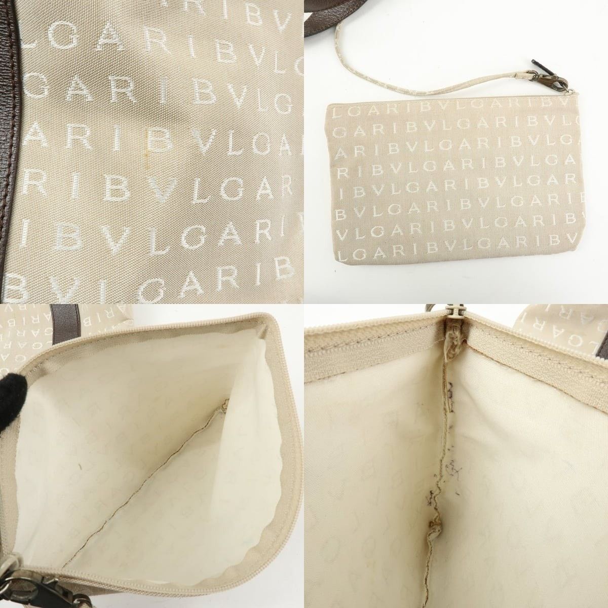 Bvlgari Bvlgari Logo Mania Canvas & Leather Tote Beige Size ONE SIZE - 6 Thumbnail