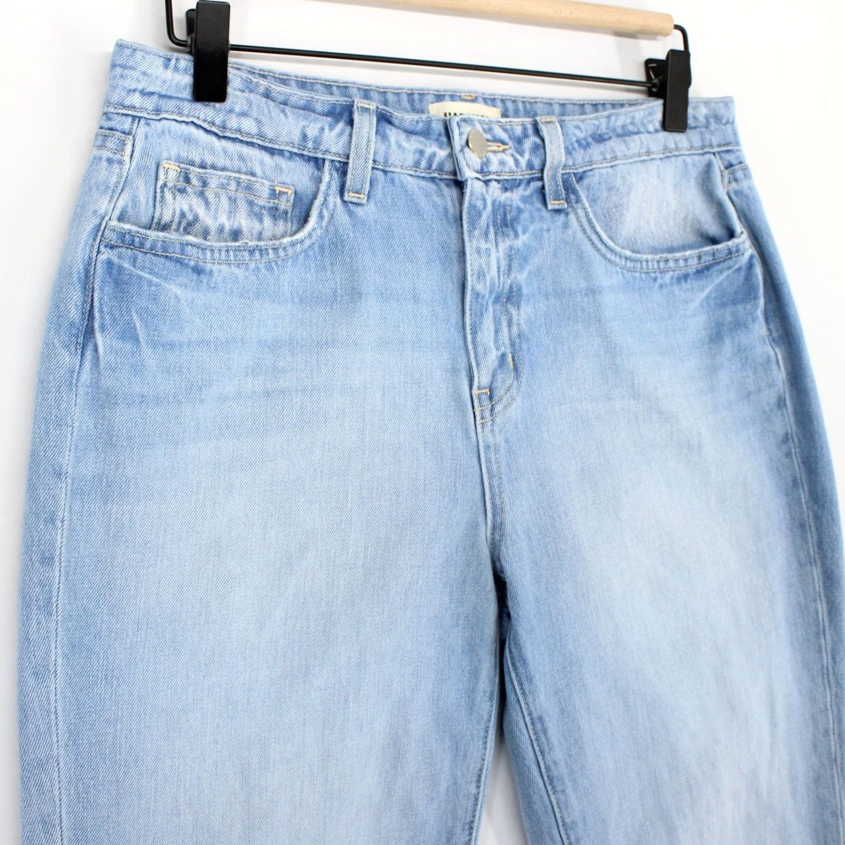 L'AGENCE L'Agence Maribel Jeans Womens 27 Blue High Rise Straight Cropped Raw Hem Denim 100% Cotton Leather? Size 27" / US 4 / IT 40 - 3 Thumbnail