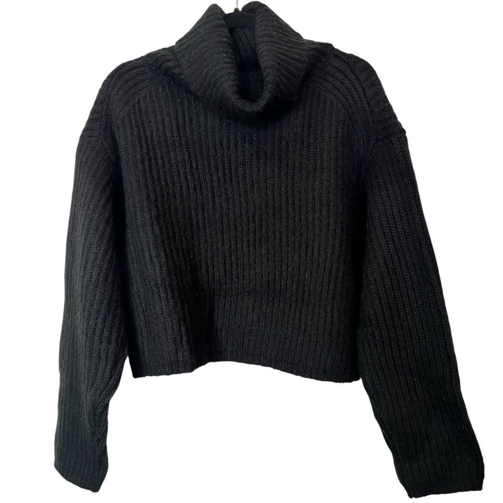 THAKOON Thakoon Cropped Ribbed Cowl Neck Sweater Black Ribbed SOFT Size L / US 10 / IT 46 - 2 Thumbnail