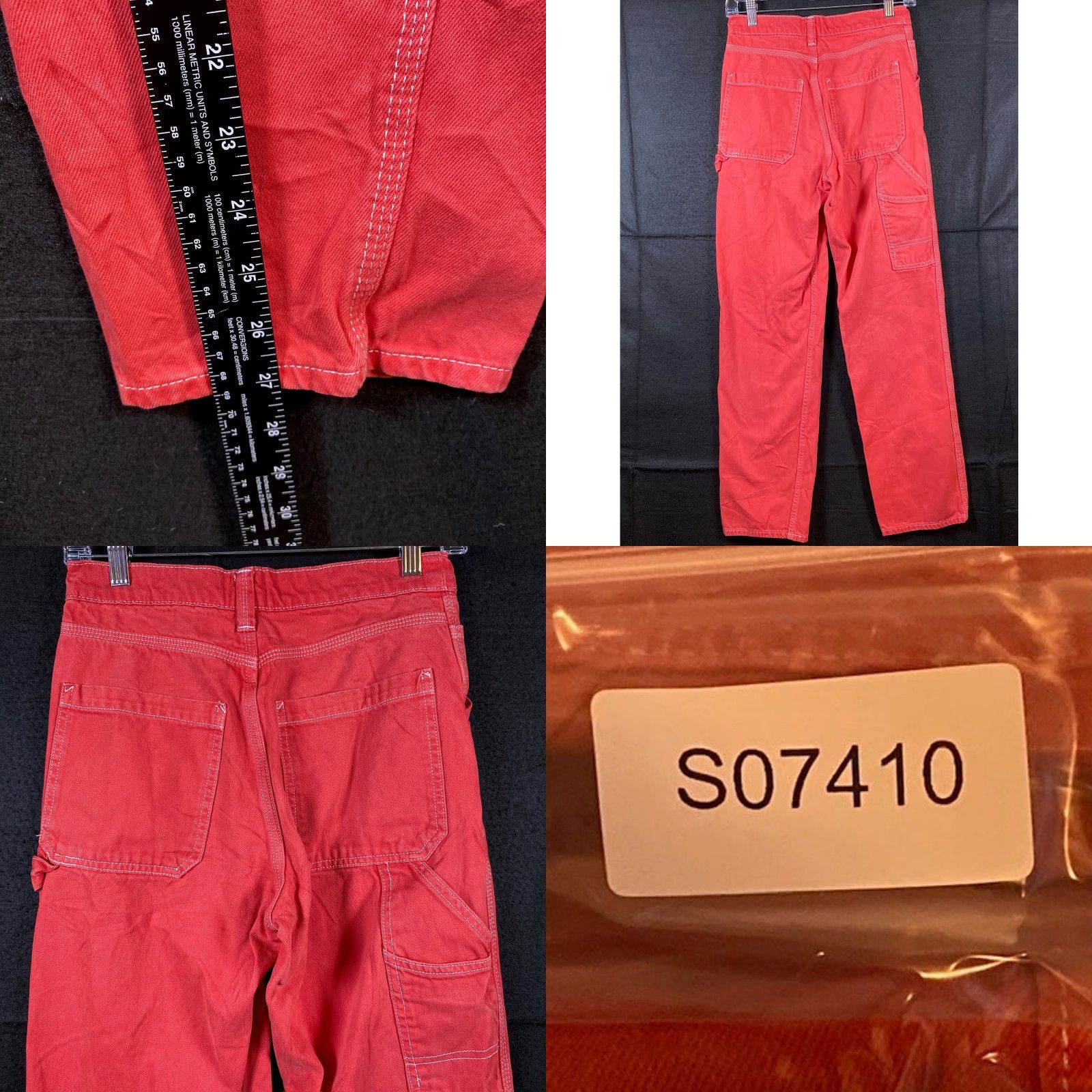 Bdg BDG Jeans Women Red Pink Cropped High Rise Cargo Straight Leg Stretch W25 Size 42" / US 20 - 8 Thumbnail
