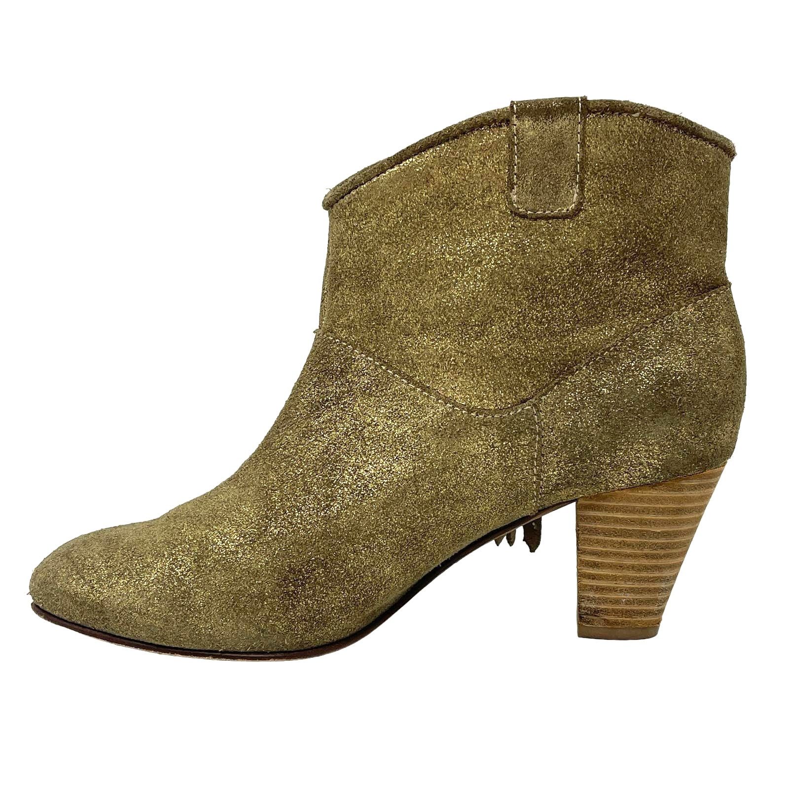Maje Maje Jaune Gold Suede Ankle Booties Size EU40 US10 UK7 Size US 10 / IT 40 - 2 Thumbnail