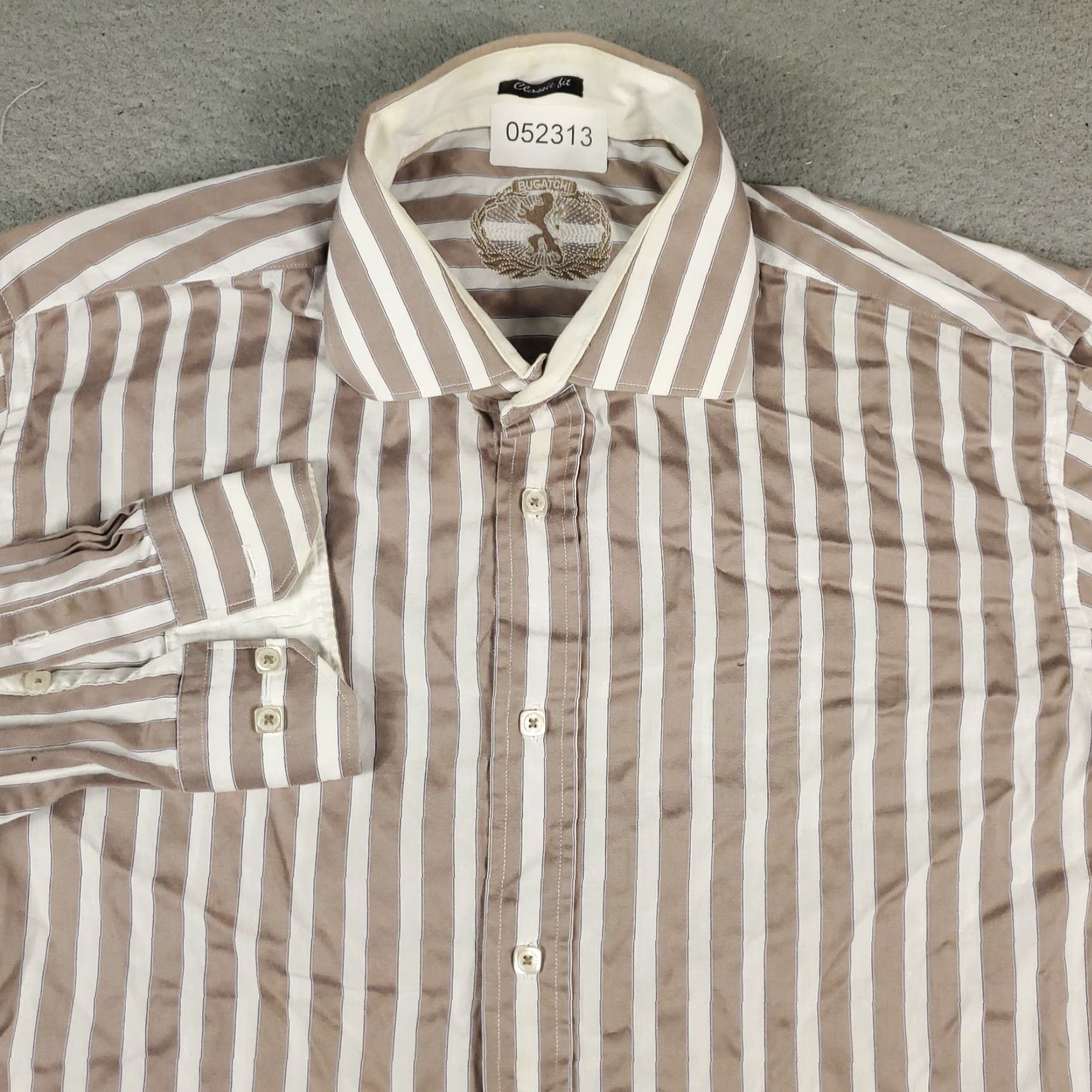 BUGATCHI Bugatchi Uomo Shirt Mens Size Large Brown Striped Button-Up Long Sleeve Classic Fit Size US L / EU 52-54 / 3 - 2 Thumbnail