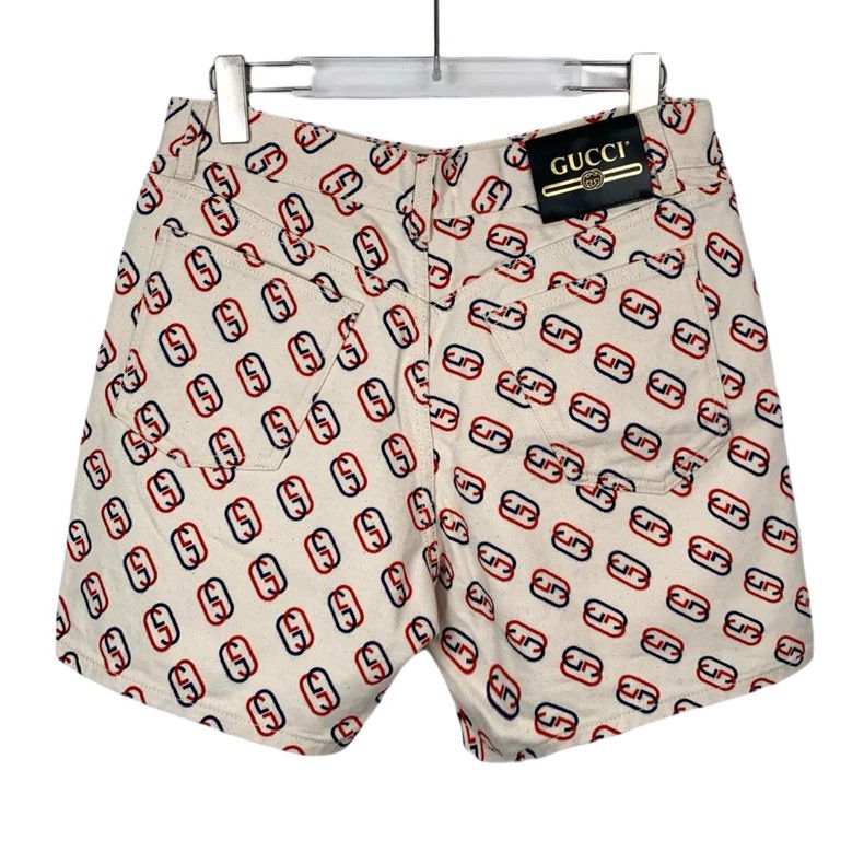 Gucci Gucci White double G full print cotton denim shorts 2501-Ne Size US 34 / EU 50 - 2 Thumbnail