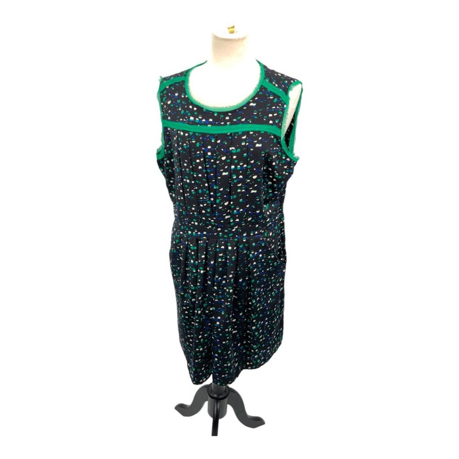 Other I Heart Ronson Black Green Printed Dress w/ Pockets Size 16 Size XXL / US 16-18 / IT 52-54 - 3 Thumbnail