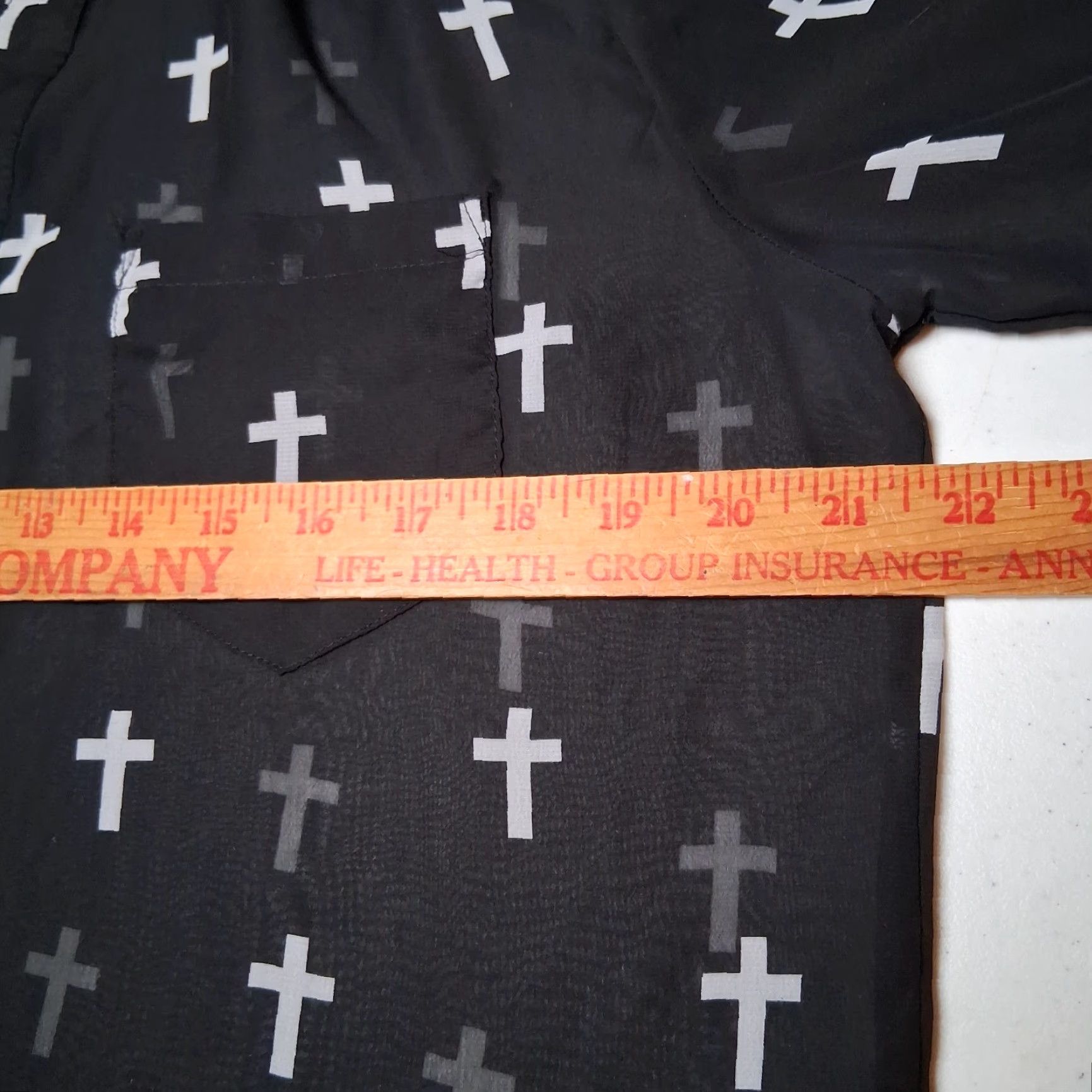Vintage VINTAGE Emo Holy Cross Blouse XL Black Sheer Roll Tab Sleeve Henley Button Ladies Long Sleeve Gothic Casual Womens Size XL / US 12-14 / IT 48-50 - 4 Thumbnail