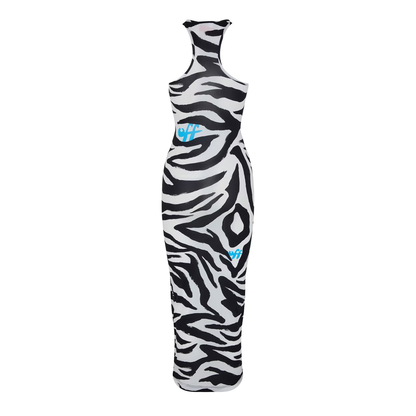 Off-White o1g2r1mq0125 Zebra Print Maxi Dress in White & Black Size XS / US 0-2 / IT 36-38 - 2 Thumbnail