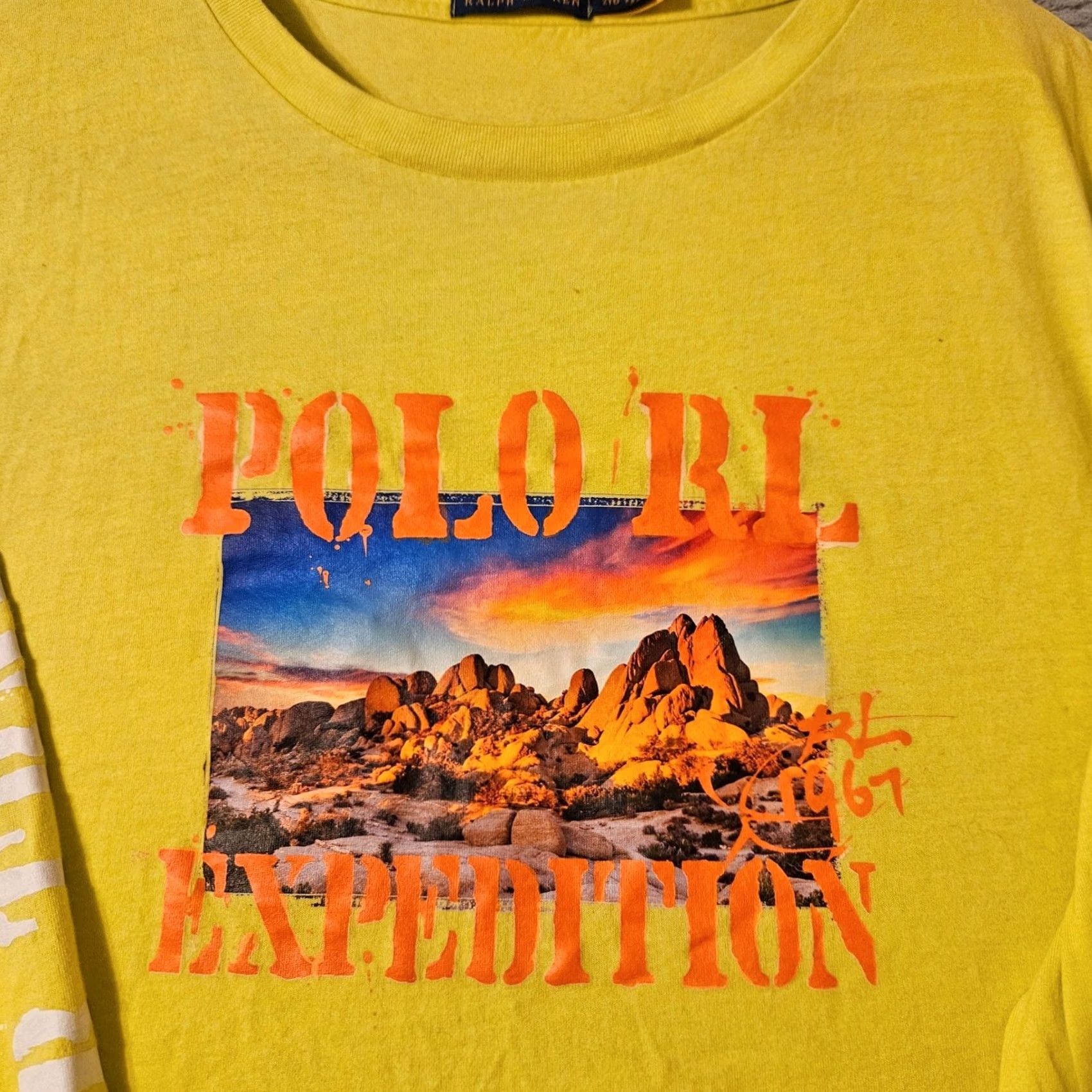 Polo Ralph Lauren Polo Ralph Lauren T-Shirt Big 2X Mens Crew Neck Long Sleeve Desert Expedition Graphic Print Yellow Size US XXL / EU 58 / 5 - 3 Thumbnail