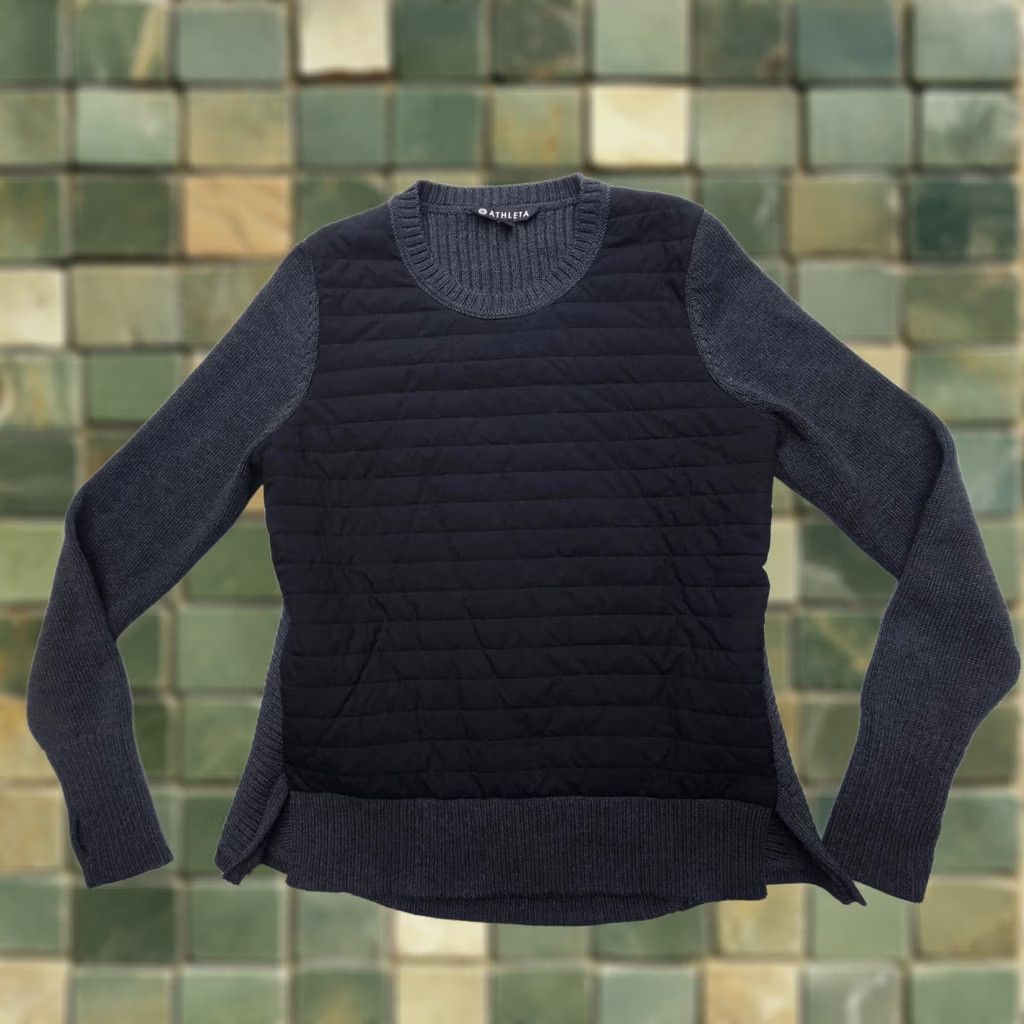 Athleta Athleta Sweater Womens Small Quilted Knit Merino Wool Blend Front Multicolor Pullover All Seasons Casual Travel Size S / US 4 / IT 40 - 1 Thumbnail