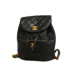 Chanel 17018971 Black Lambskin Double Pockets Drawstring Backpack Ruthenium  Hardware