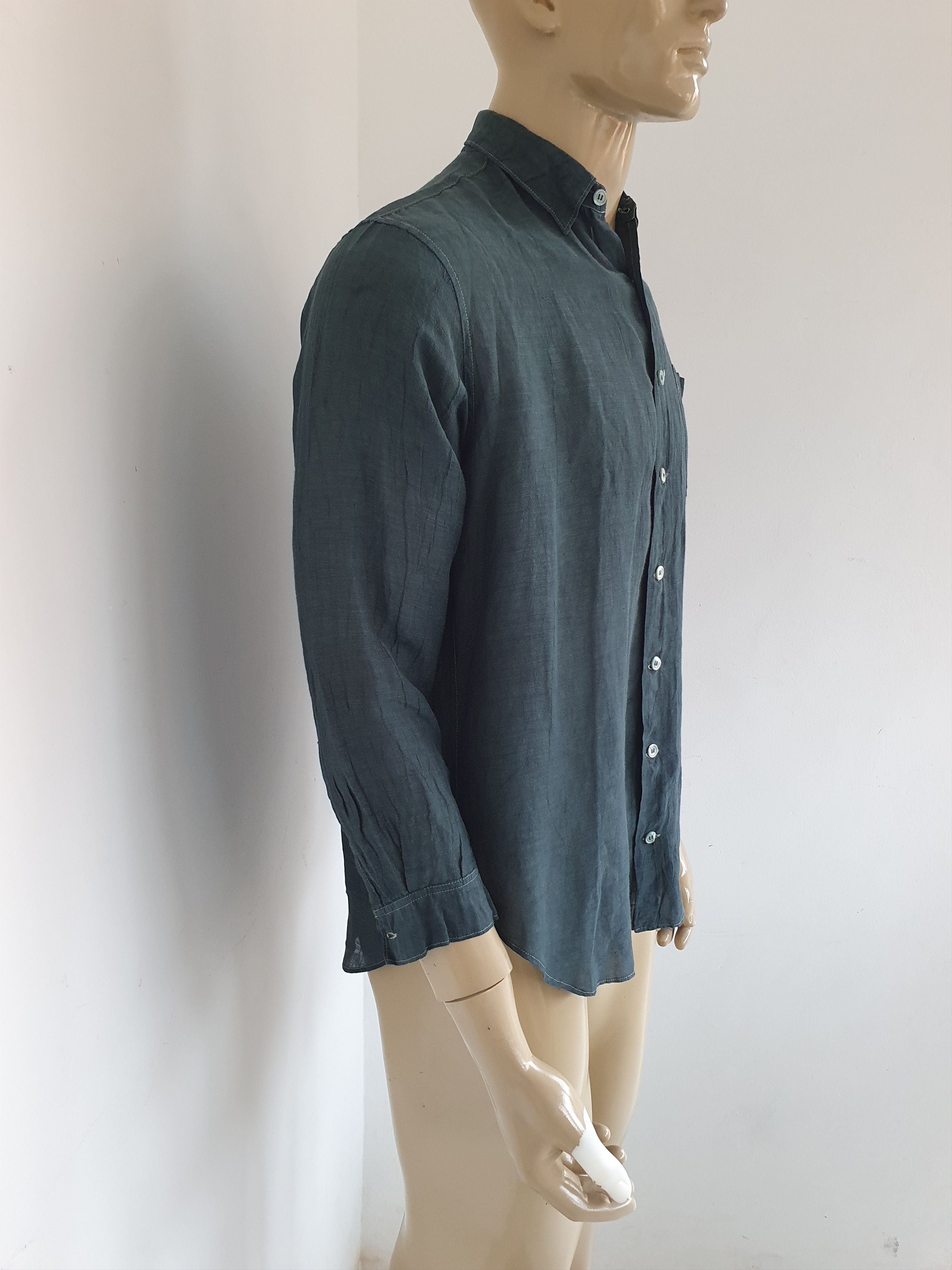 Y's × Yohji Yamamoto Green Dyed Contrast Stitch Shirt Size US M / EU 48-50 / 2 - 3 Thumbnail