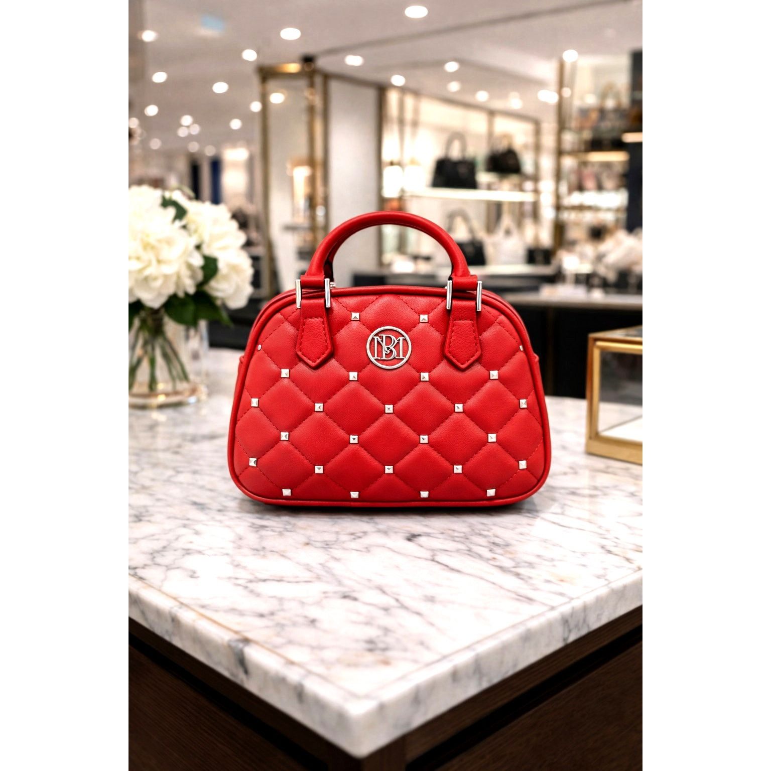 Badgley Mischka Badgley Mischka Crossbody Dome with Studs - Red Size ONE SIZE - 1 Thumbnail