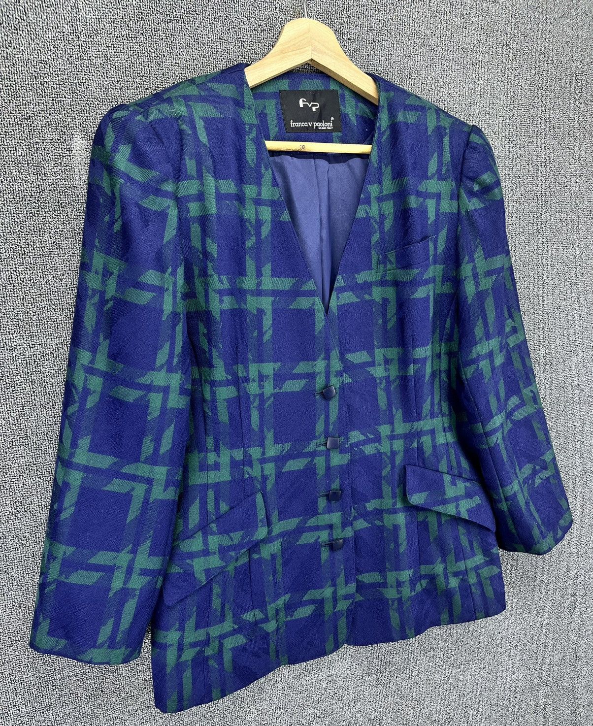 Paoloni Vintage Franca v. Paoloni Shadow Plaids Blazer Coat Jacket Size M / US 6-8 / IT 42-44 - 2 Thumbnail