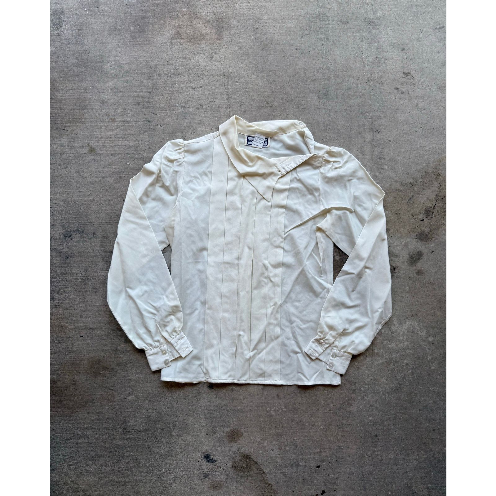 Vintage VTG 1980s Asymetrical Collar White Pleated Womens Shirt Size S / US 4 / IT 40 - 1 Thumbnail