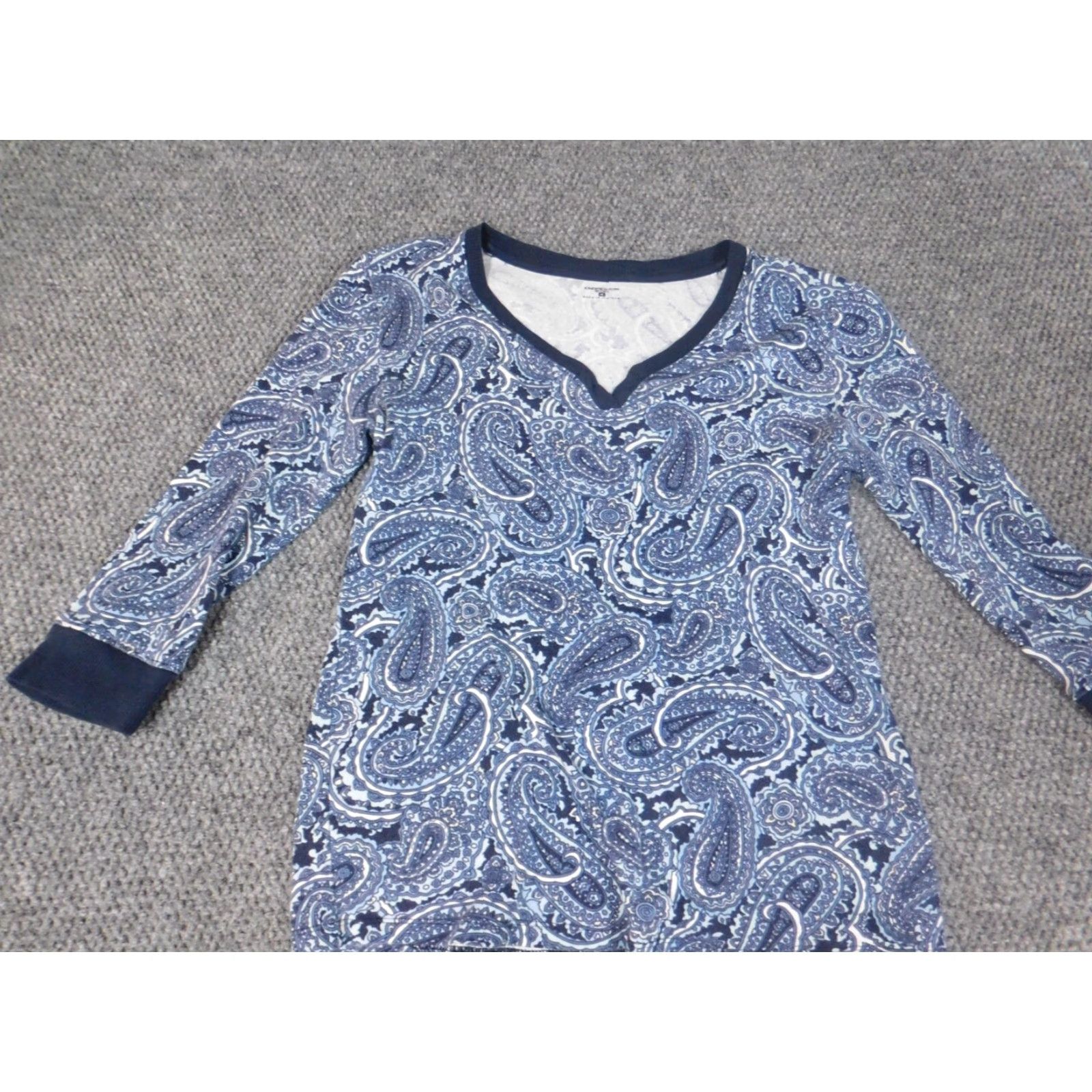 Jones New York Jones New York Womens Blouse M Blue Stretch Argyle Crew Neck Cap Sleeve Regular Casual Vintage: No (100% Cotton Rayon) Size M / US 6-8 / IT 42-44 - 2 Thumbnail