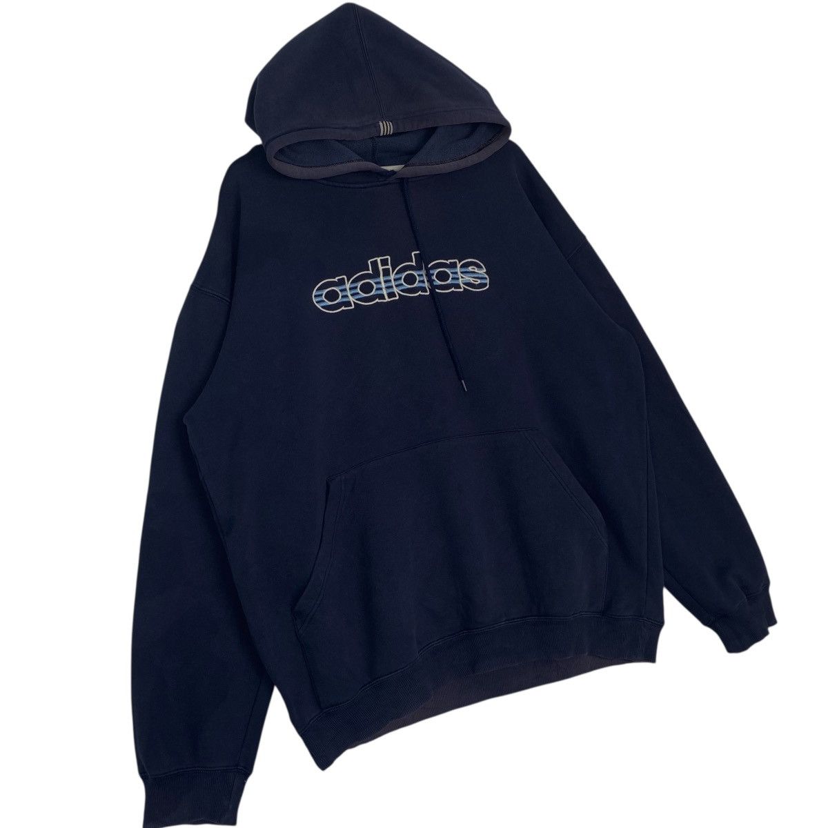 Other Vintage Adidas Printed Hoodie Sweater NavyBlue Size L Size US L / EU 52-54 / 3 - 3 Thumbnail
