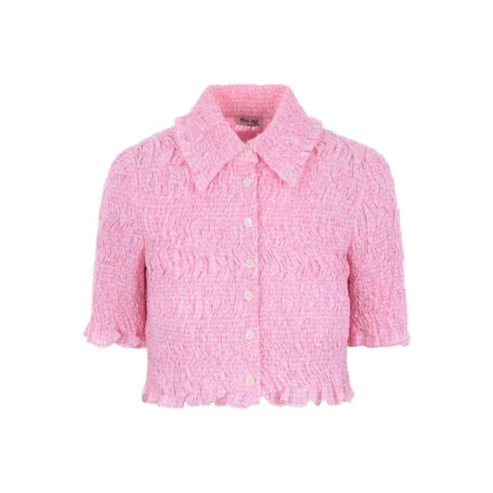 Miu Miu Pink Short Sleeve Cropped Top 0079